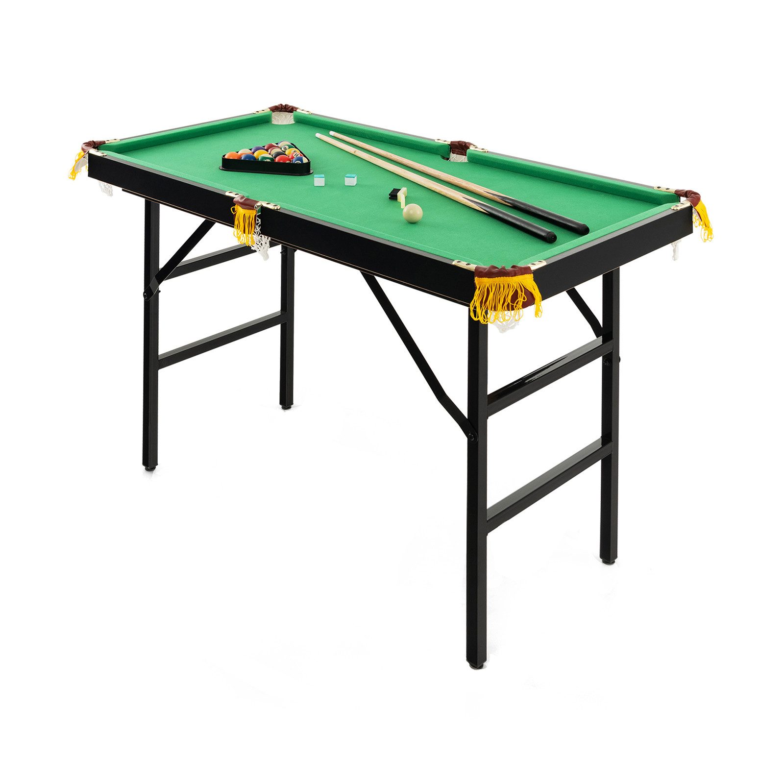 COSTWAY Billardtisch, 122cm klappbar Spieltisch mit 2 Queue, Kugelset