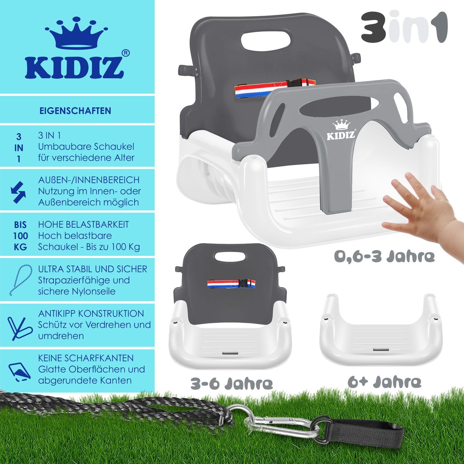 KIDIZ Einzelschaukel, Babyschaukel Kinderschaukel in Babysitz verstellbar günstig online kaufen