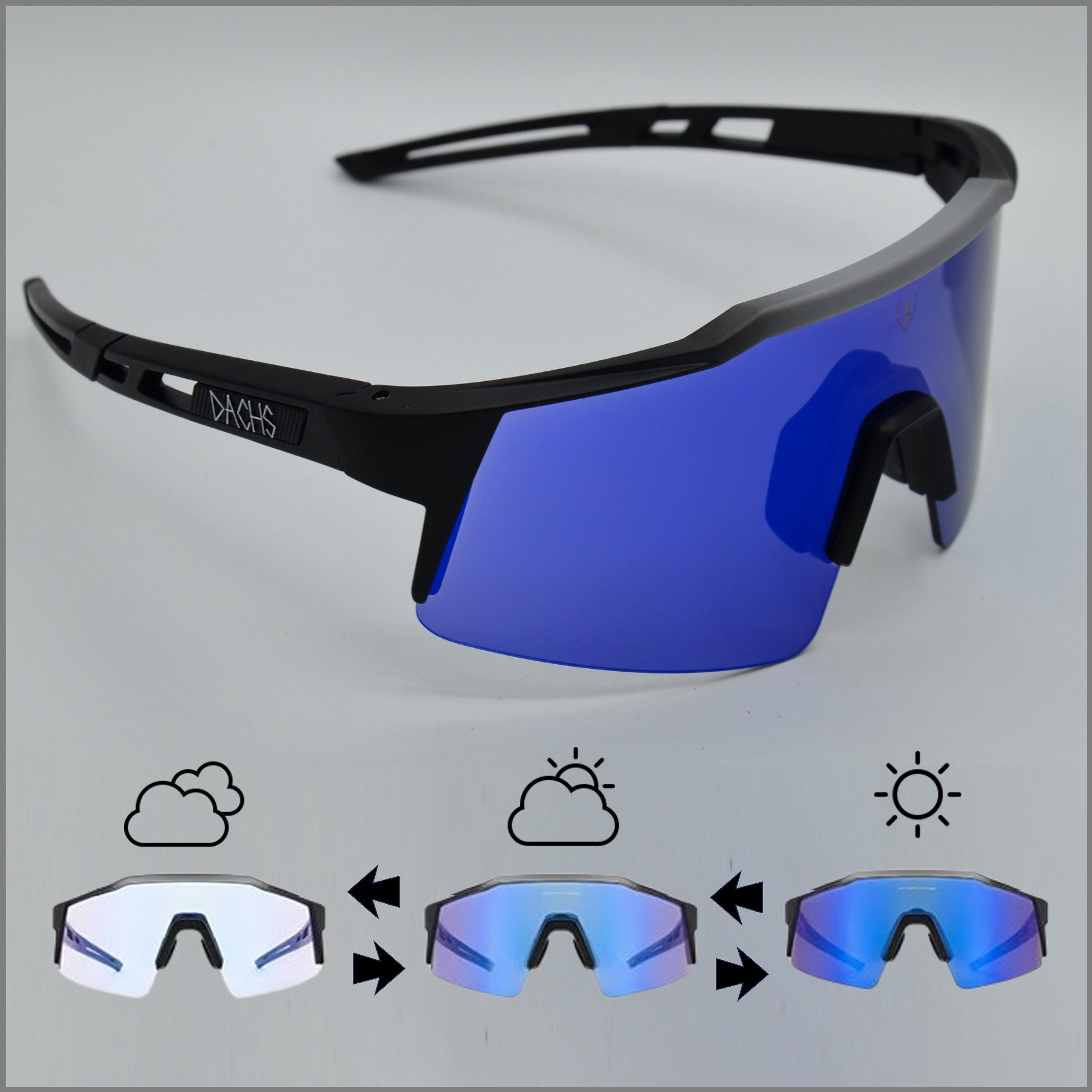 Dachs Sport Fahrradbrille DACHS Photochromatische Sonnenbrille - Selbsttönende Unisex Radbrille, UV Schutz 400