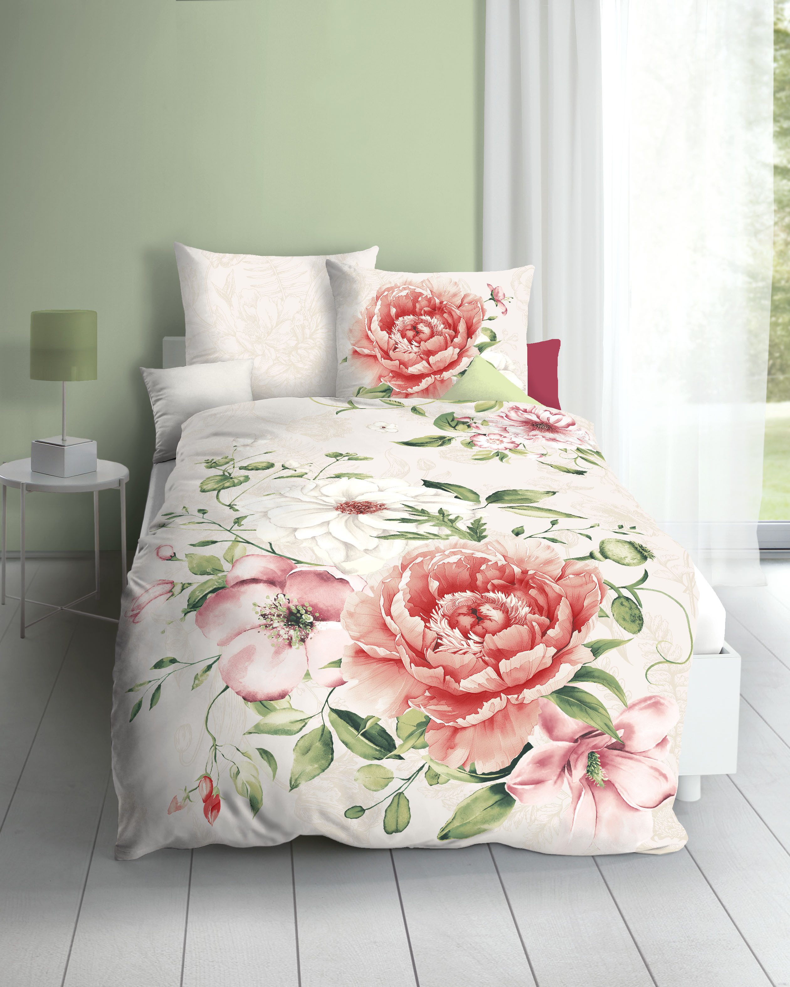 Kaeppel Bettwäsche Blushing Rose, Mako-Satin, 2 teilig, Mit Rosen