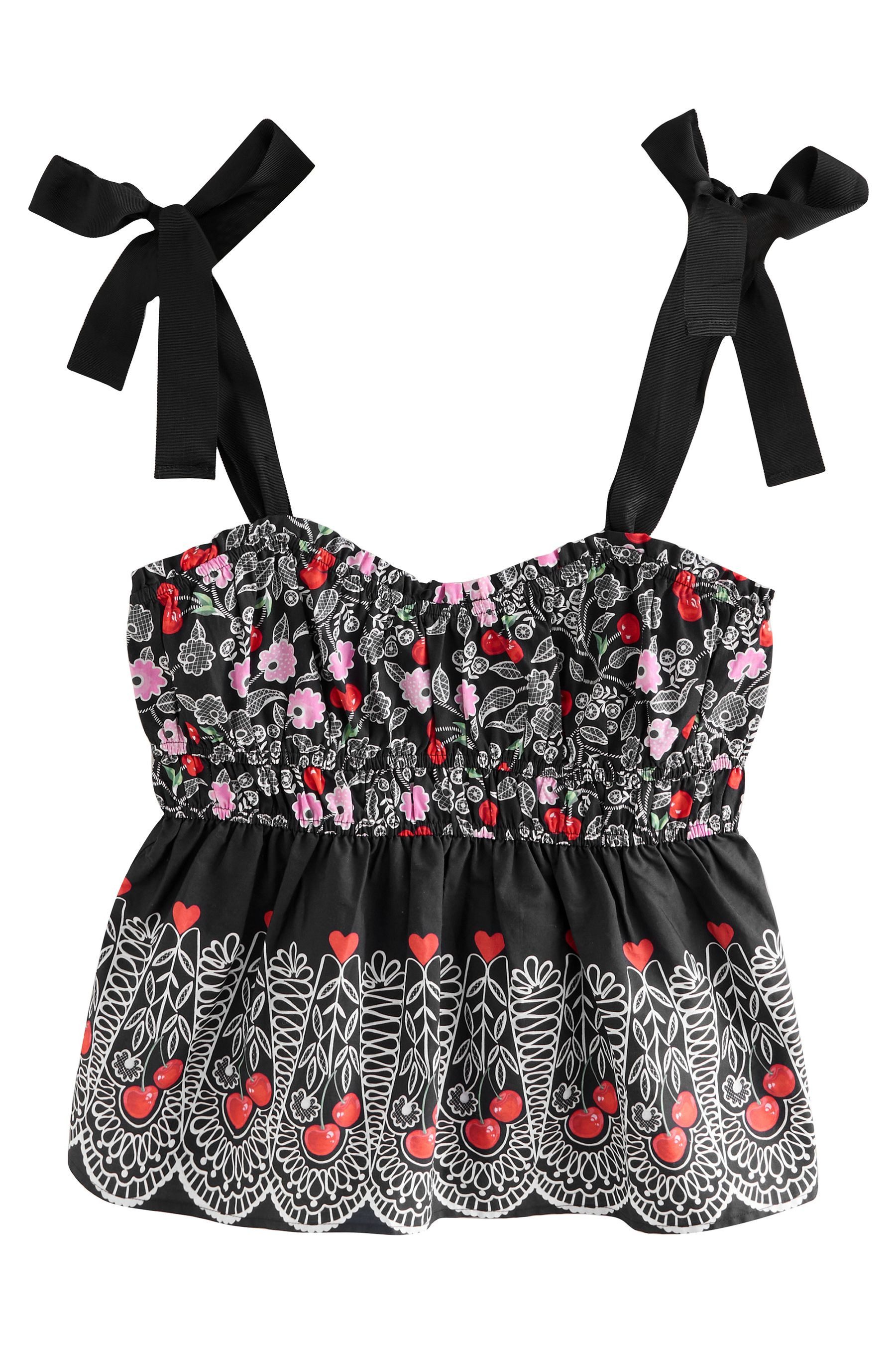 Cath Kidston Rüschenbluse Cath Kidston gesmokte Camisole aus 100 % Baumwolle (1-tlg)