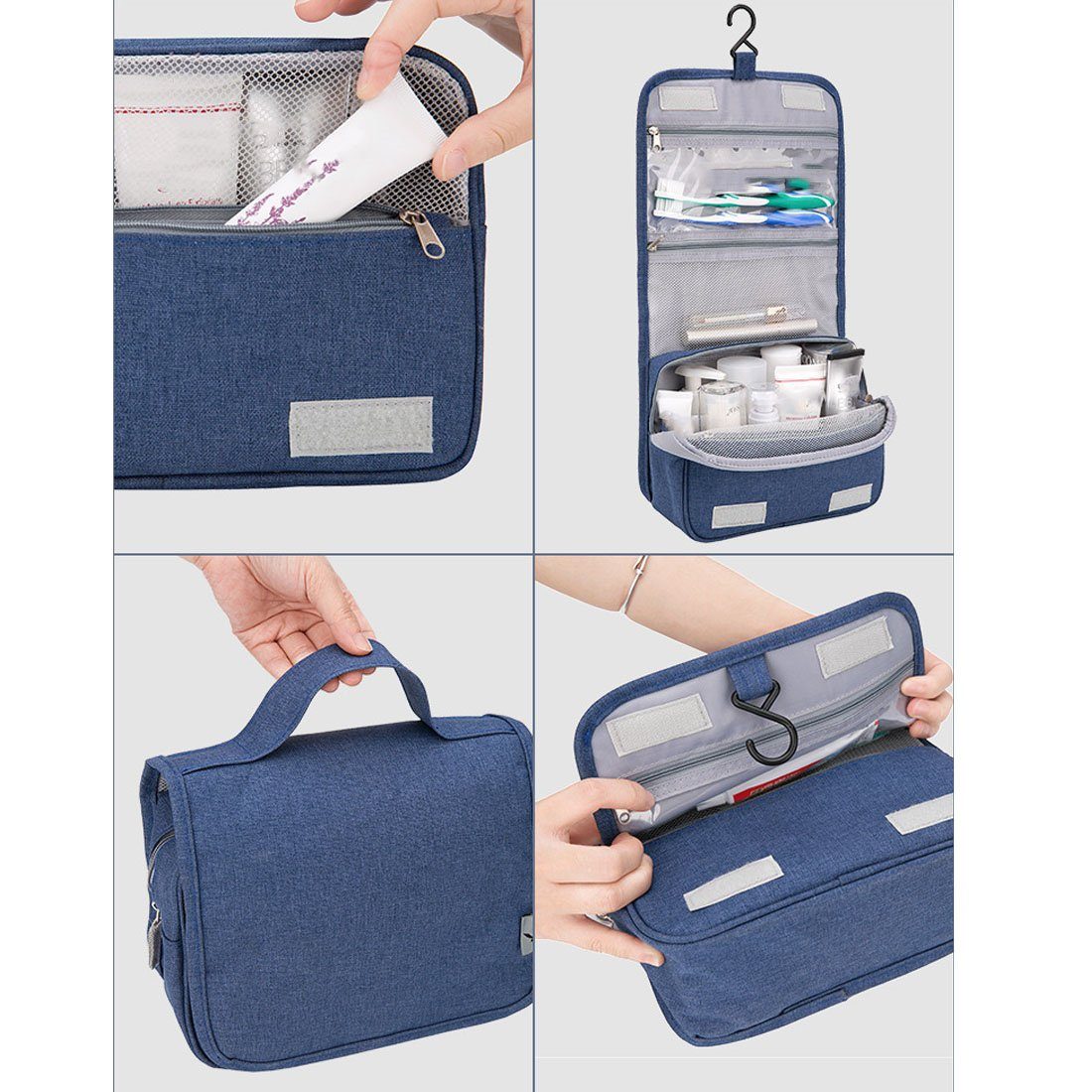 Aufbewahrungstasche Kulturbeutel Toilettenartikel, tragbare Reisetasche blau für HNDSG