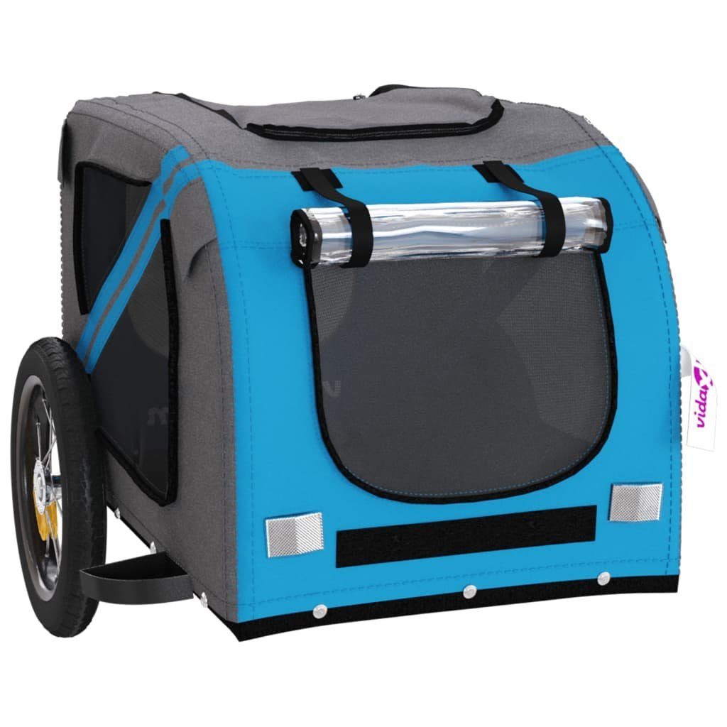 vidaXL Bicycle Dog Trailer 30 kg Bicycle Trailer for Dogs Blue and Grey Oxford Fabric and Iron