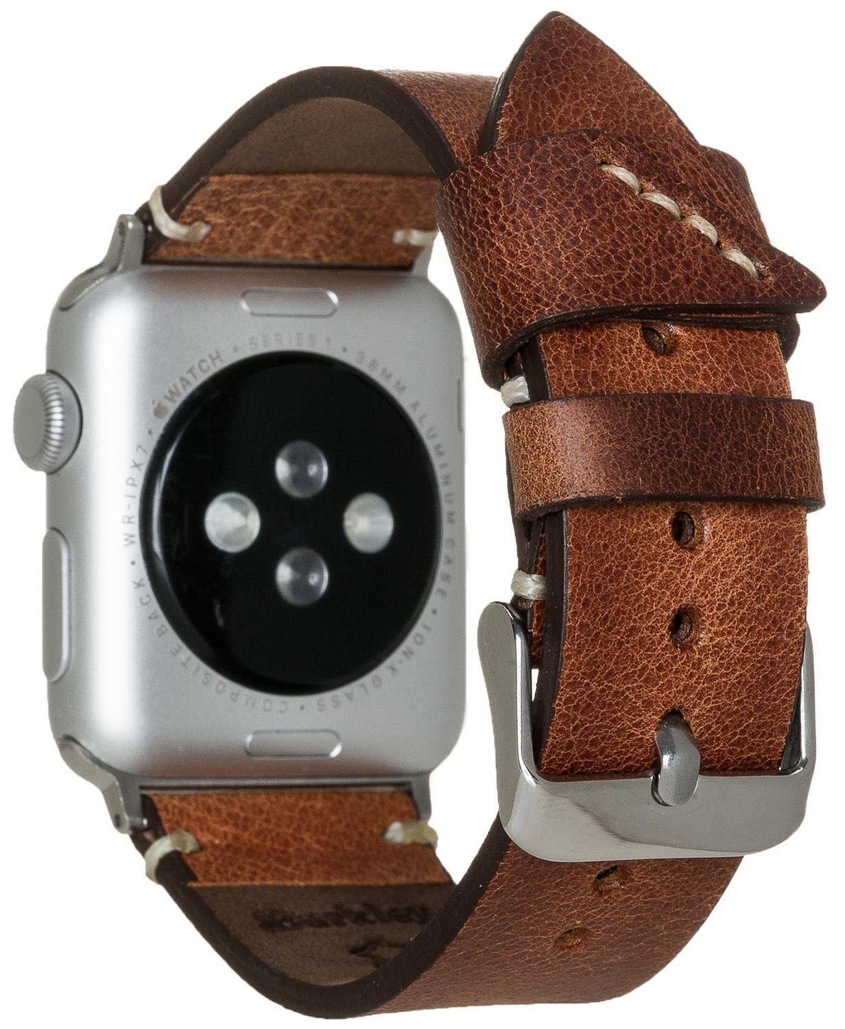 Watch Apple 42/44/45mm Watch Burkley 1-8 für Armband, mit Vintage Leder Sattelbraun in kompatibel Smartwatch-Armband Series Apple