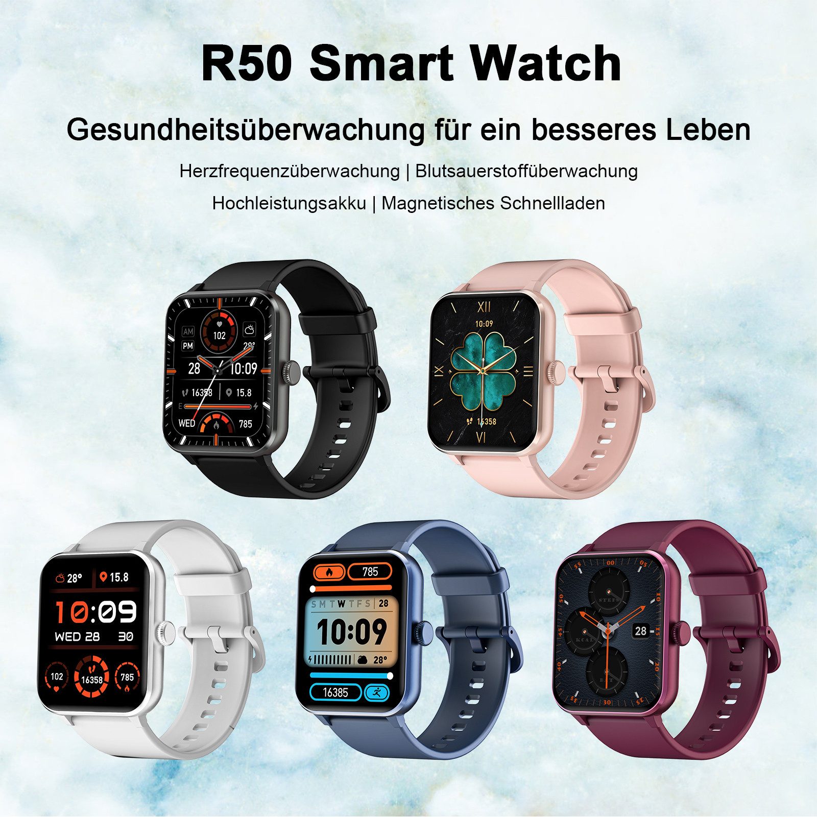 blackview R50 Fitness Tracker Uhr für Damen Herren mit Telefonfunktion Smartwatch (1.39 Zoll), mehrsprache, Pulsuhr und Fitness Tracker, Wasserdicht, für Android IOS