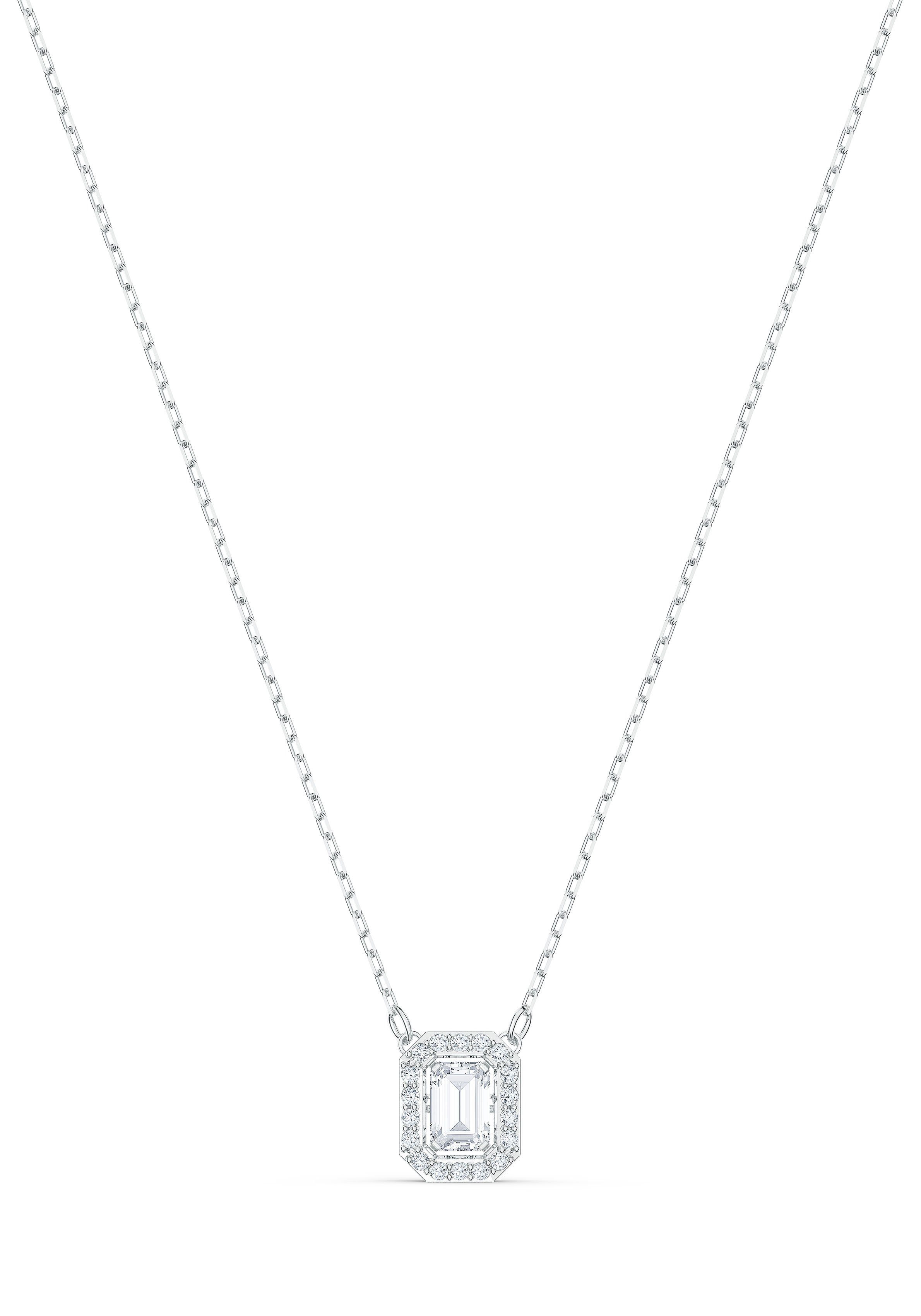 Swarovski Kette mit Anhänger Millenia, Octagon-Schliff, 5598421, 5599177, 5614926, 5614933, mit Swarovski® Kristall, Zirkonia (synth) metallfarben-kristallweiß