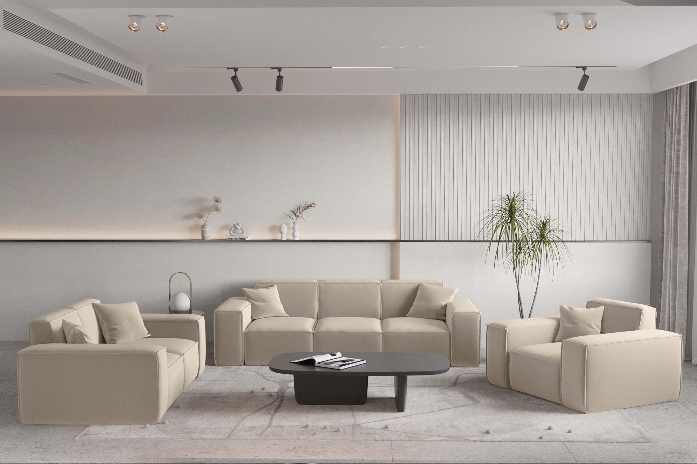 Fun Möbel Polstergarnitur Sofaset Designersofa CELES Premium 3-2-1 in Stoff günstig online kaufen