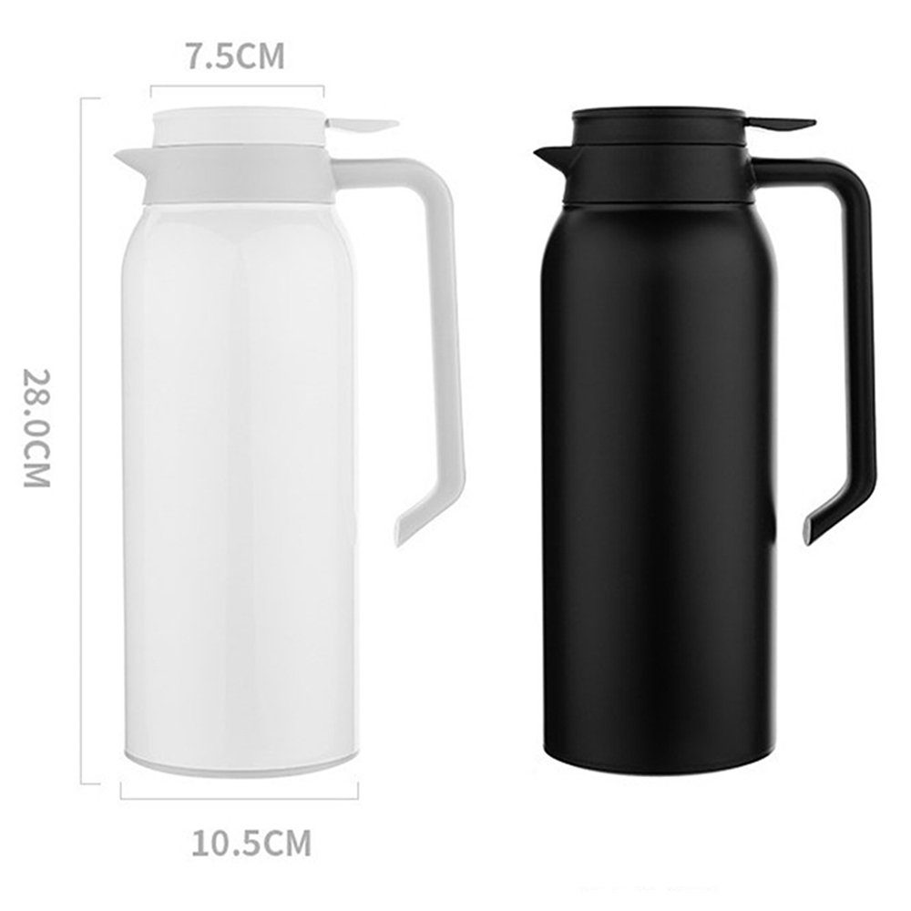 mit Schraubdeckel, Isolierflasche Kapazität Schwarz heiß, Edelstahl großer Kaffeekanne Thermoskanne Dekorative 12h kalt, 24h 1.5L, Isolierkanne,