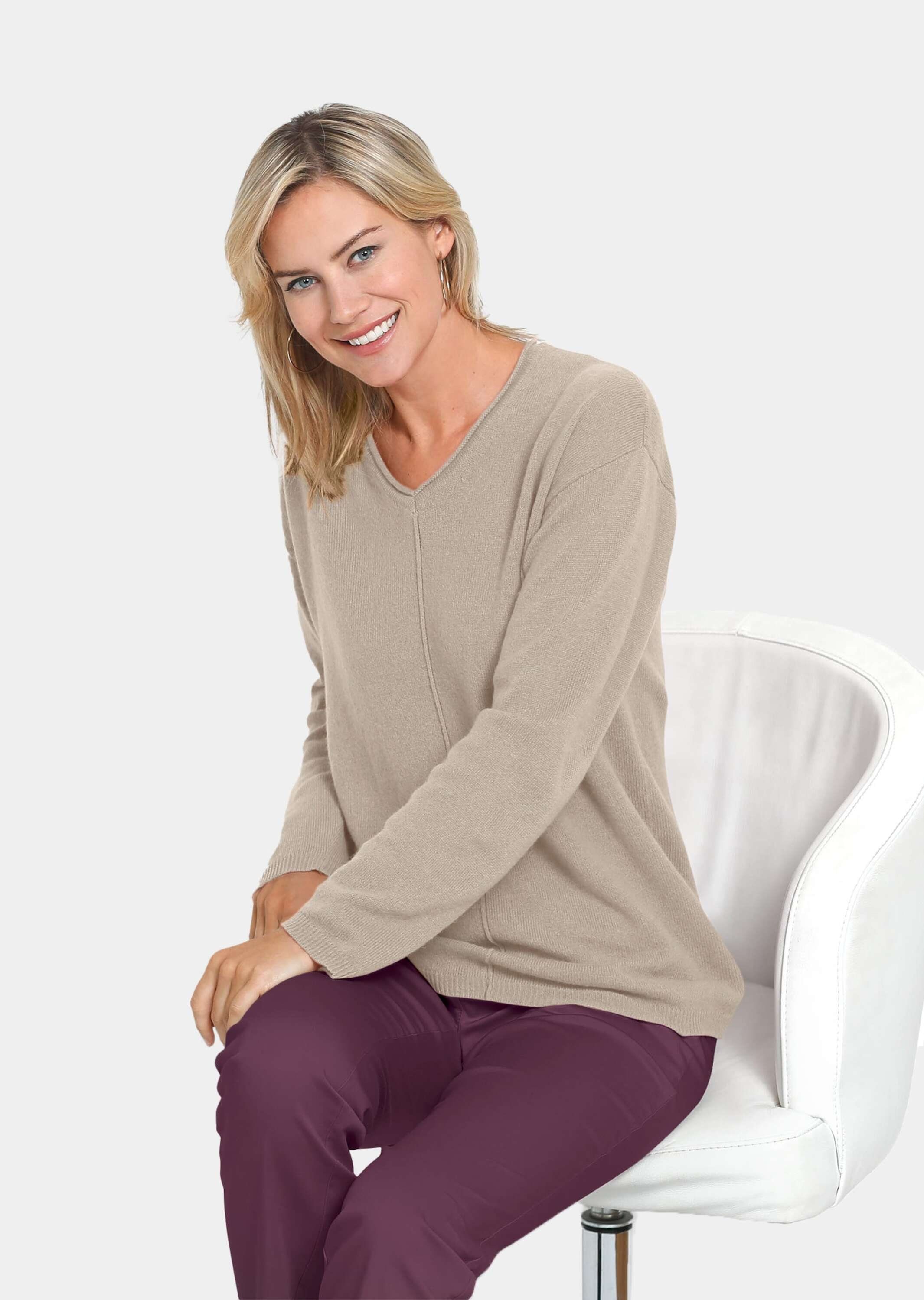 GOLDNER Strickpullover Kurzgröße: Kaschmirpullover mit V-Ausschnitt günstig online kaufen