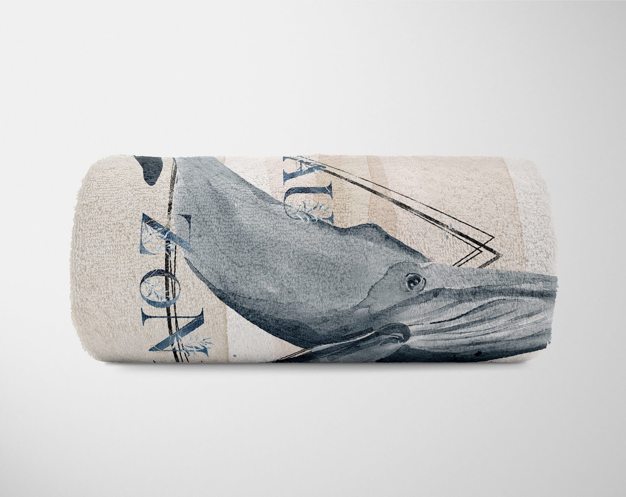 Mot, Aquarell Handtuch Sinus Art Kuscheldecke Baumwolle-Polyester-Mix Strandhandtuch Kunstvoll Handtuch Ozean Saunatuch Handtücher (1-St), Buckelwal
