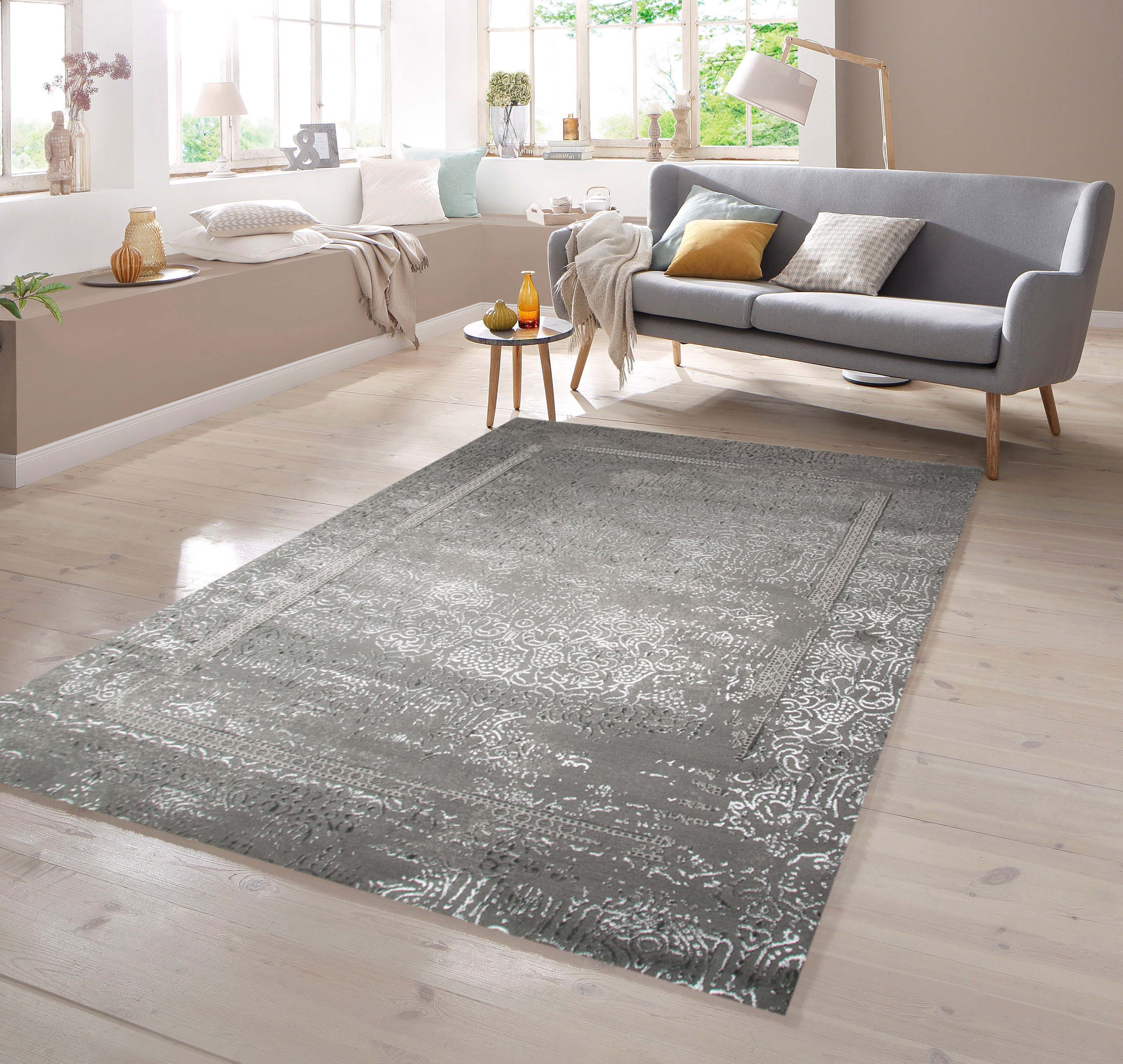 TeppichHome24 Teppich Designer Teppich Ornamente Orient in Grau Silber, rechteckig