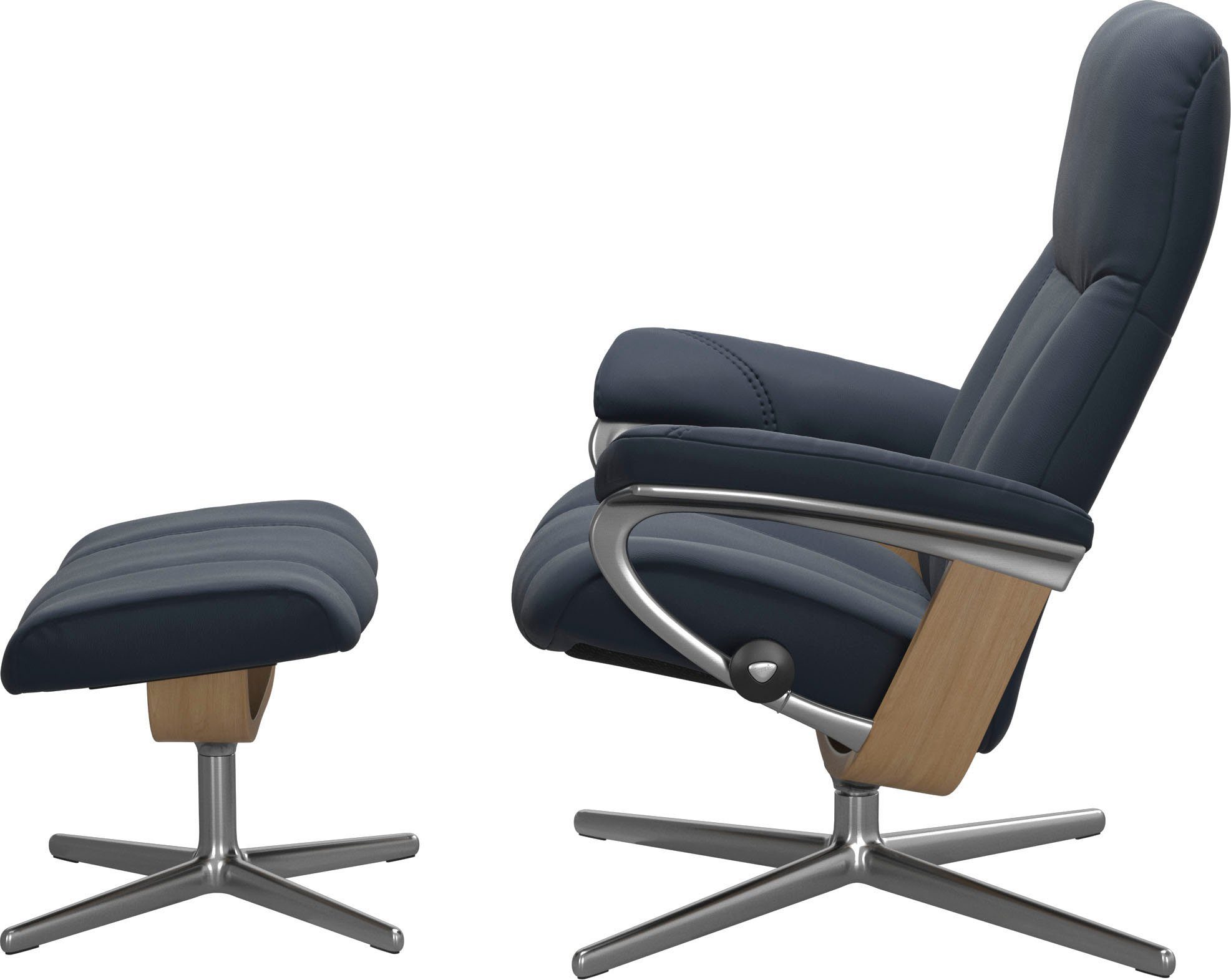 Stressless® Relaxsessel L, mit Eiche mit Cross M mit & Hocker), Größe Holzakzent (Set, Base, S, Hocker, Consul Relaxsessel