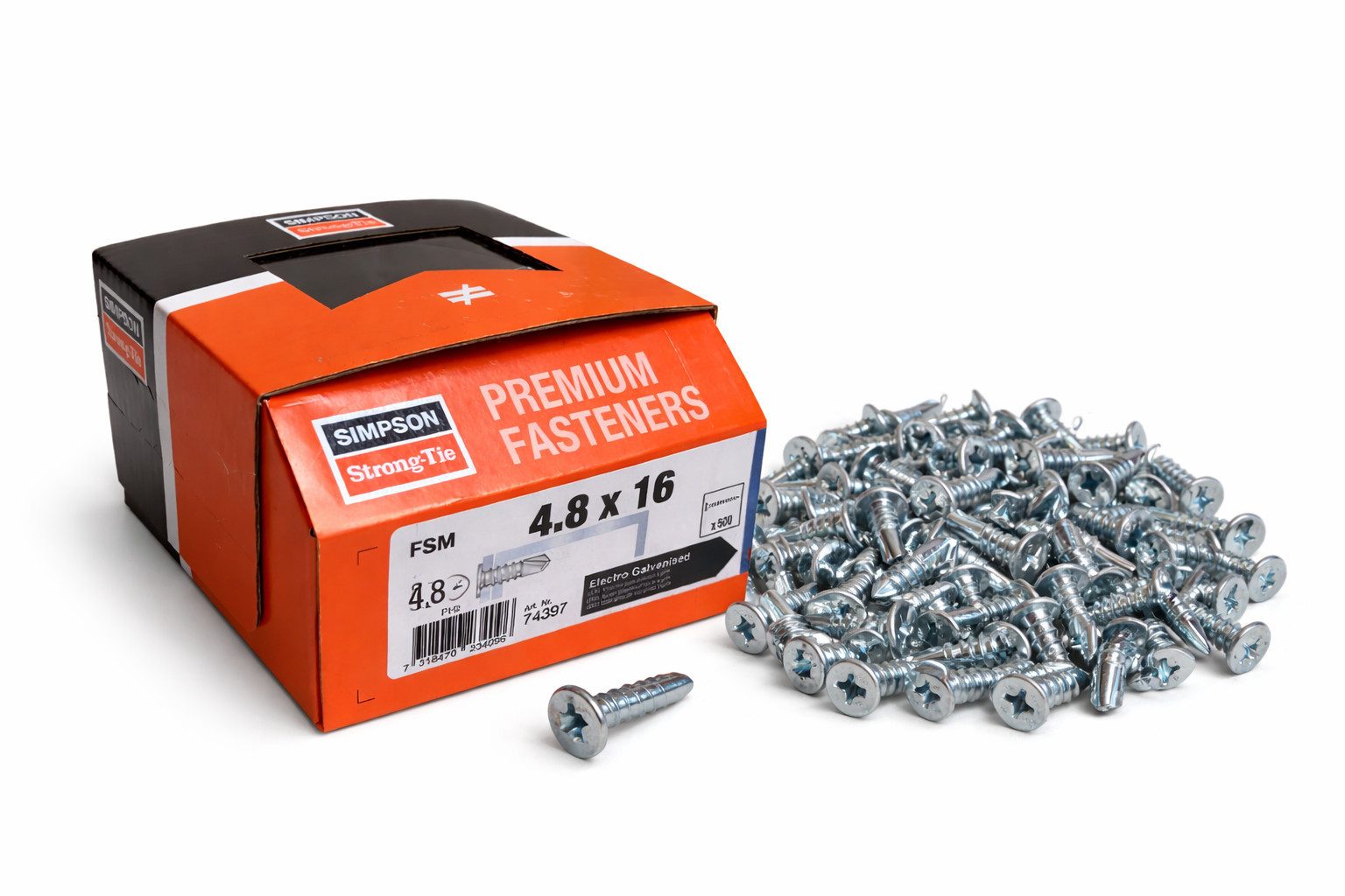 Simpson Strong-Tie® Schnellbauschraube für Gipskartonplatten verzinkt 4,8 x 16 mm, (500 St)