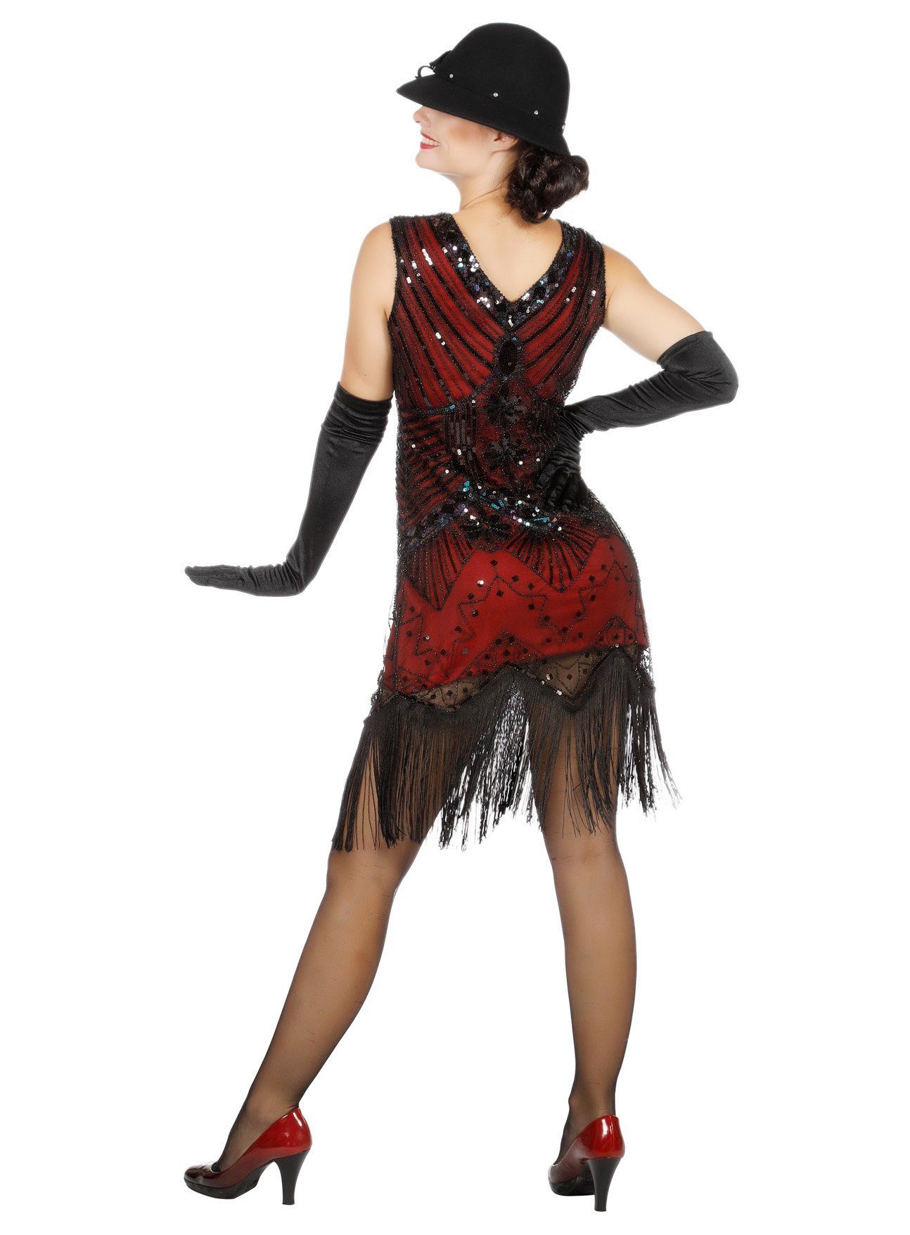 Metamorph Kostüm 20er Jahre Cocktailkleid weinrot, Zweilagiges Charlestonkl günstig online kaufen