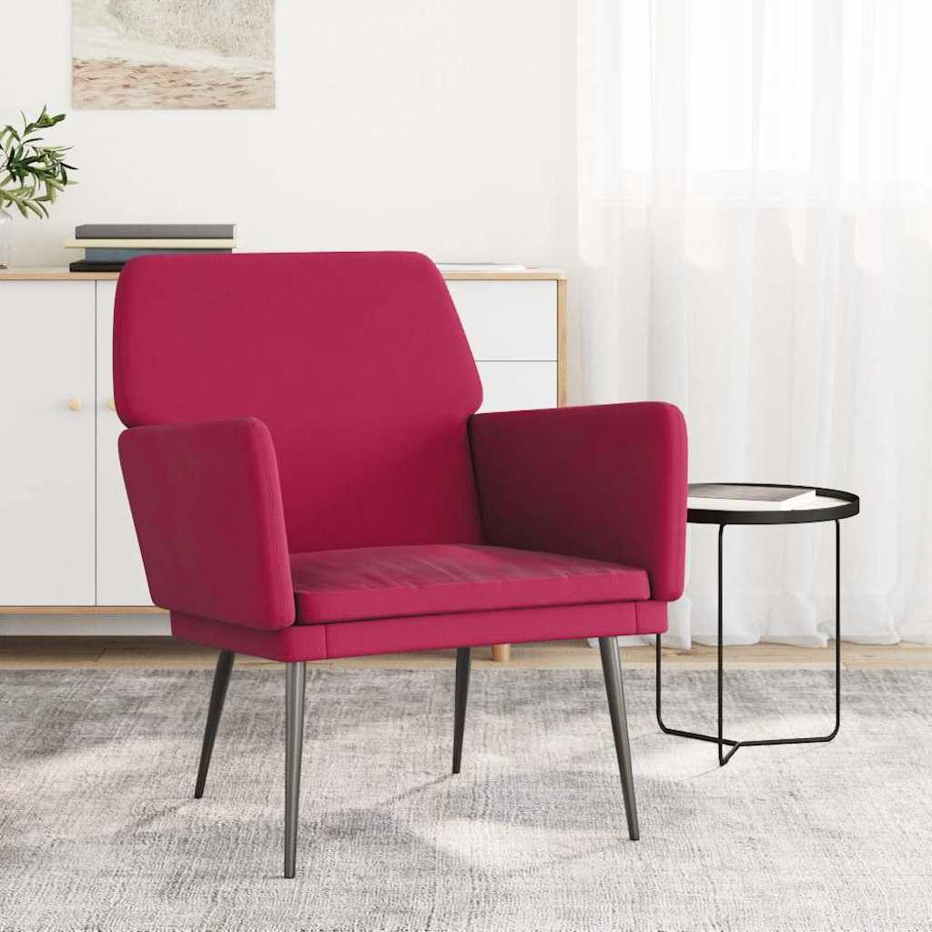 vidaXL Sessel Sessel Weinrot 62x79x79 cm Samt (1-St)