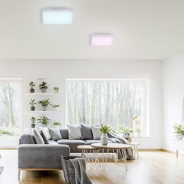 Paul Neuhaus Smarte LED-Leuchte LED Panel Deckenleuchte Q - FRAMELESS Smart Home, Smart Home, CCT-Farbtempraturregelung, RGB-Farbwechsel, Dimmfunktion, Memoryfunktion, mit Leuchtmittel, rahmenlos flach, CCT + RGB Farbwechsel dimmbar APP