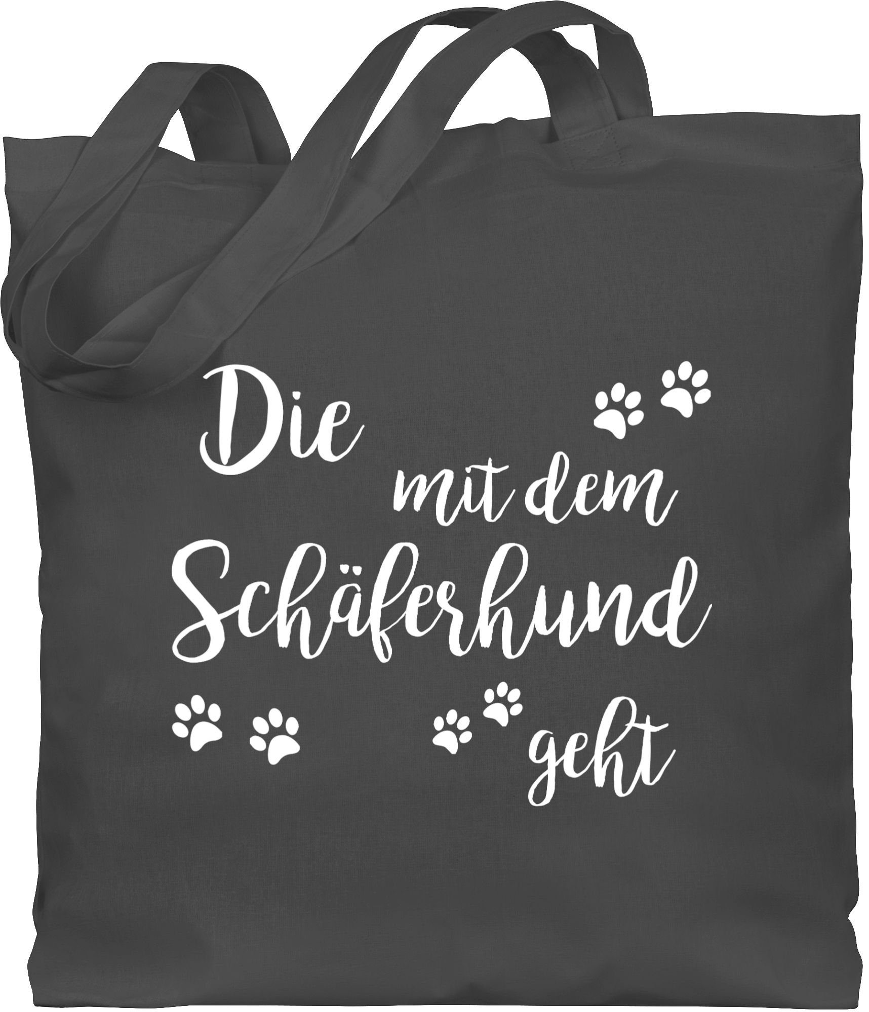 Shirtracer Umhängetasche »Die mit dem Schäferhund geht weiß Sprüche
