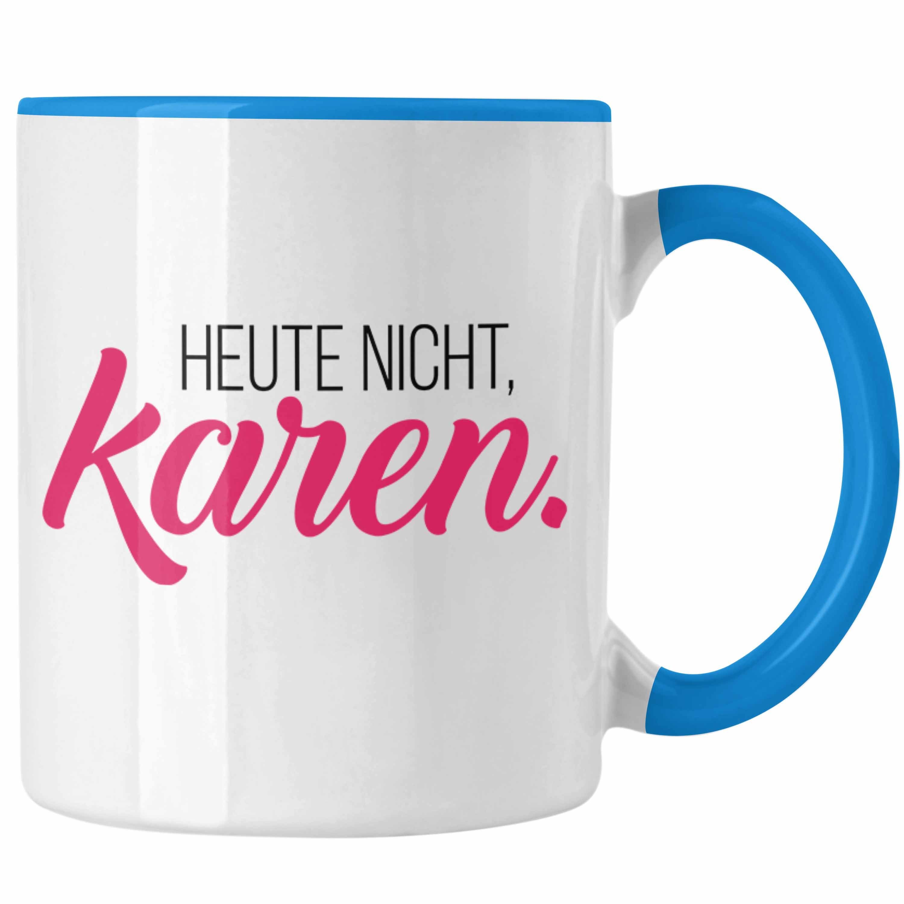 Trendation Tasse Tasse Geschenkidee Karen Trendation für Karen - Blau Geburtstag Geschenk - Name