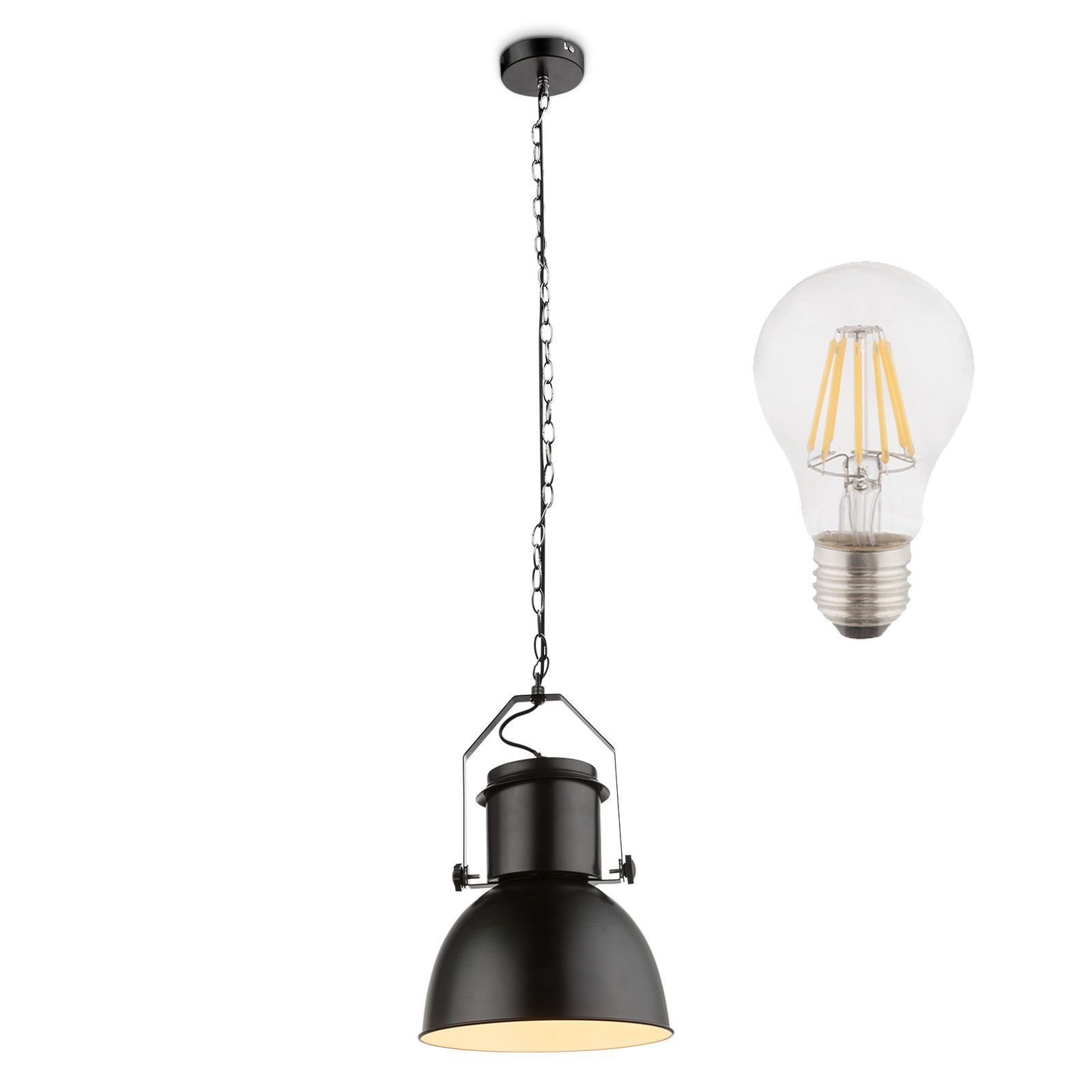 bmf-versand Hängeleuchte Hängelampe Esstisch Schwarz LED Hängeleuchte Esszimmer Industrial, inkl. Leuchtmittel, LED wechselbar, Warmweiß, Küchenlampe