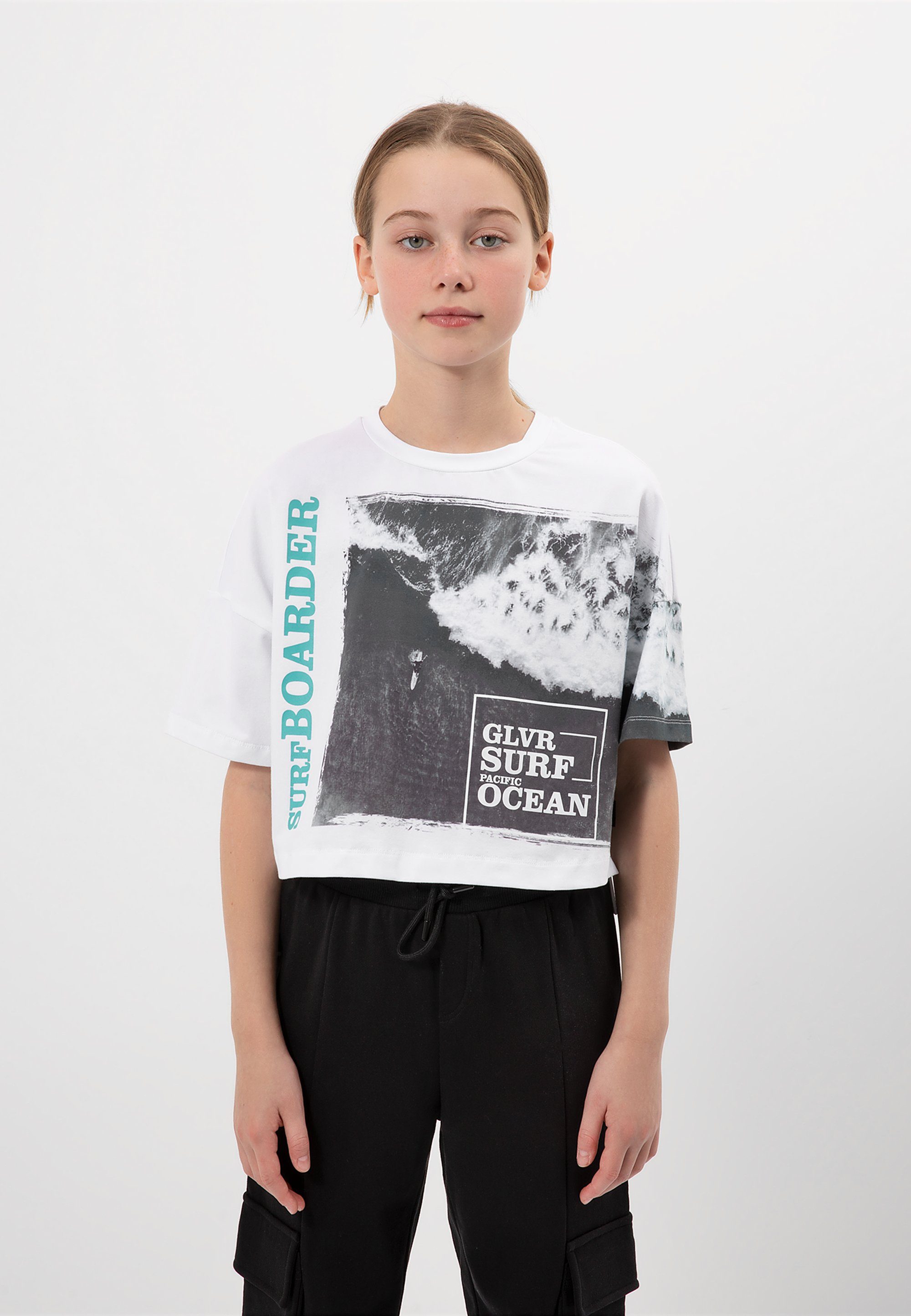 mit Mädchen T-Shirt für Gulliver großem Stylisches Frontprint, Gulliver T-Shirt von