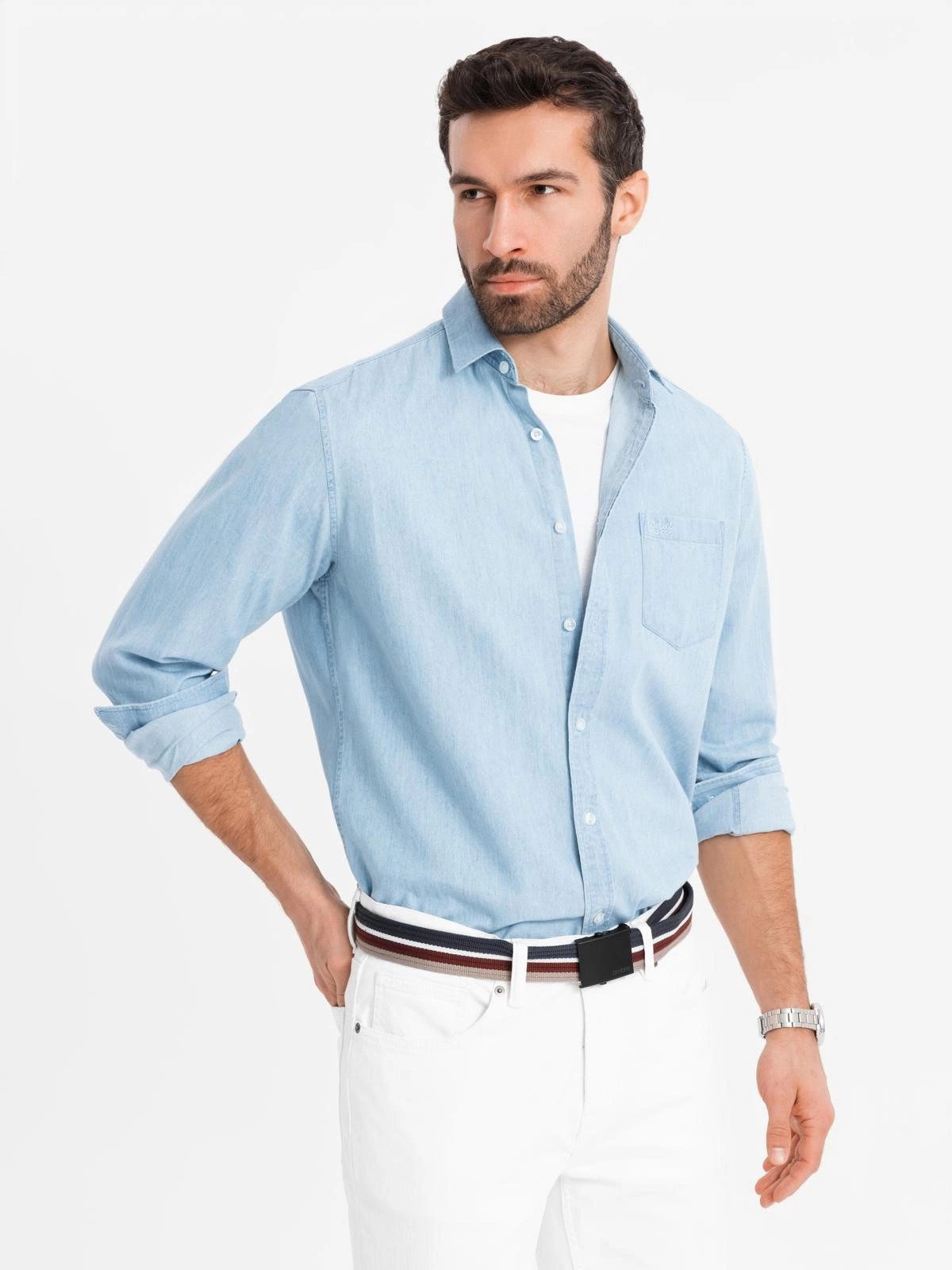 Langarmhemd Jeanshemd für Herren