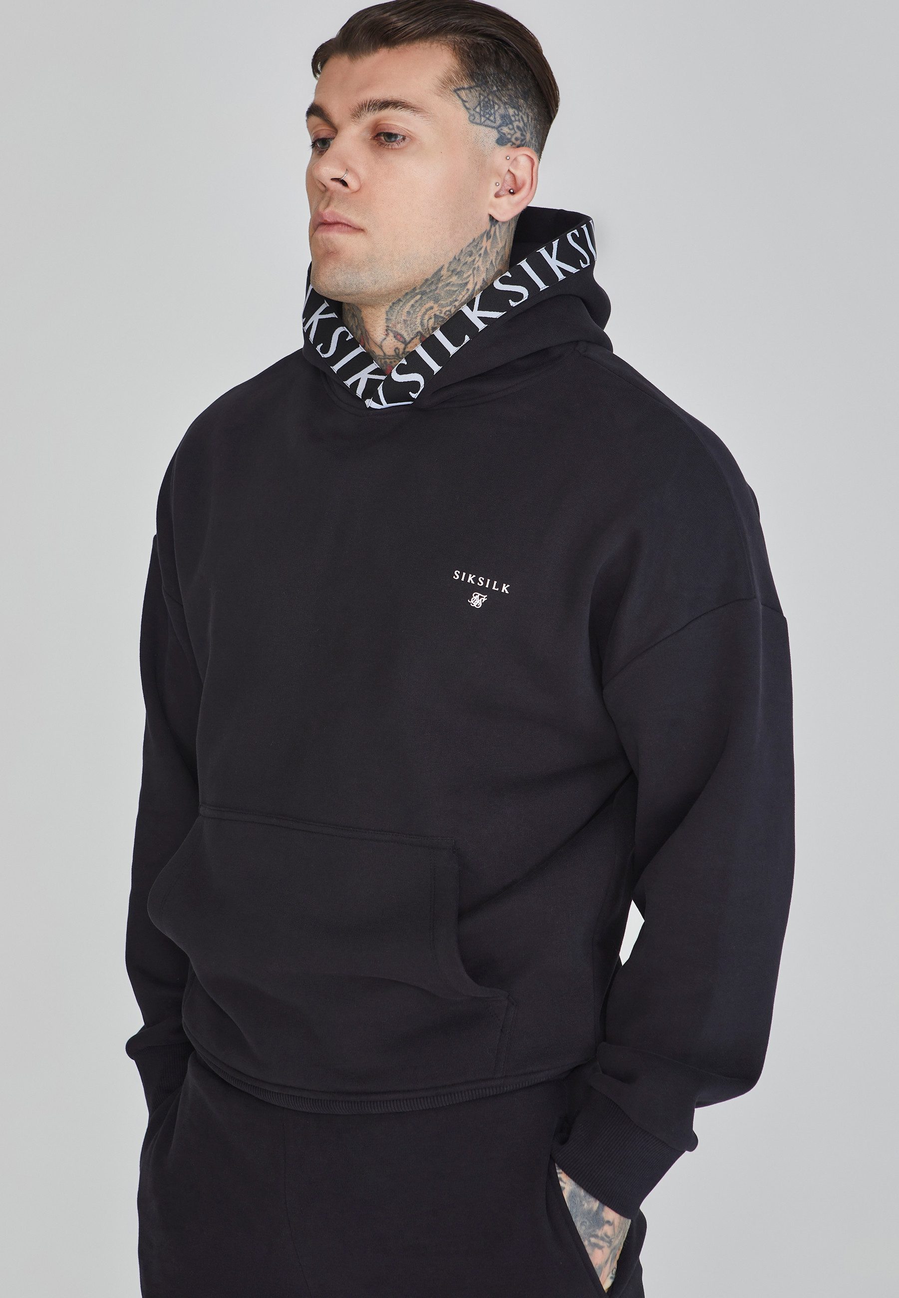 Siksilk Hoodie SikSilk Herren Schwarzer Kapuzenpullover günstig online kaufen
