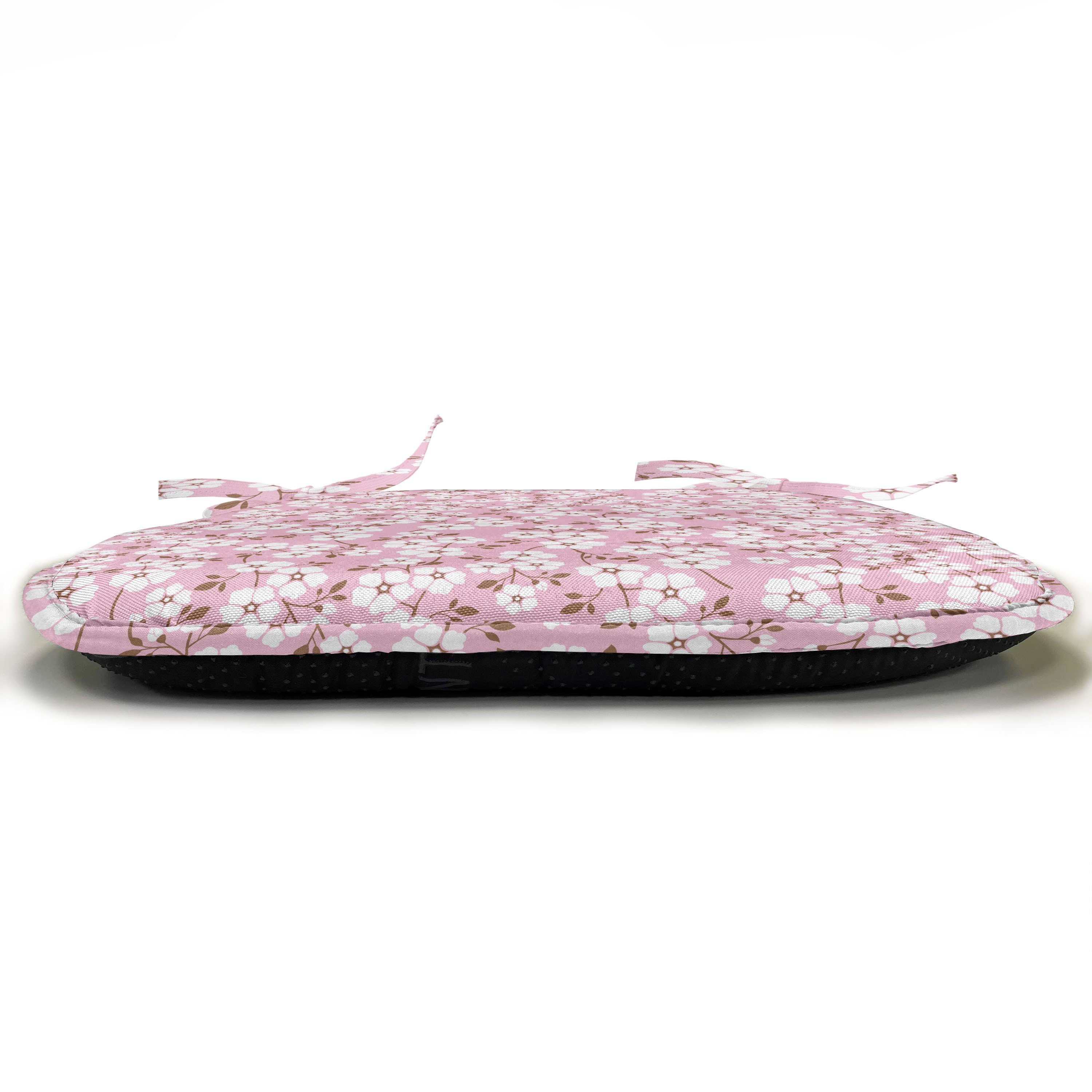 Abakuhaus Stuhlkissen Pink für Kissen Weiß Blüte Cheery wasserfestes Riemen mit und Dekoratives Küchensitze