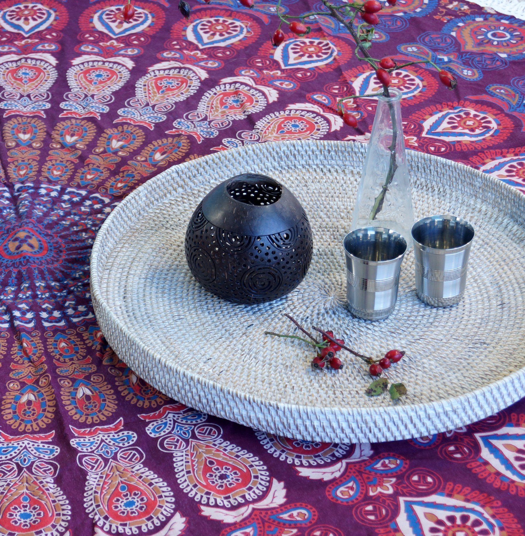 Guru-Shop Tagesdecke Rundes indisches Mandala Tuch, Boho Tagesdecke,.. günstig online kaufen