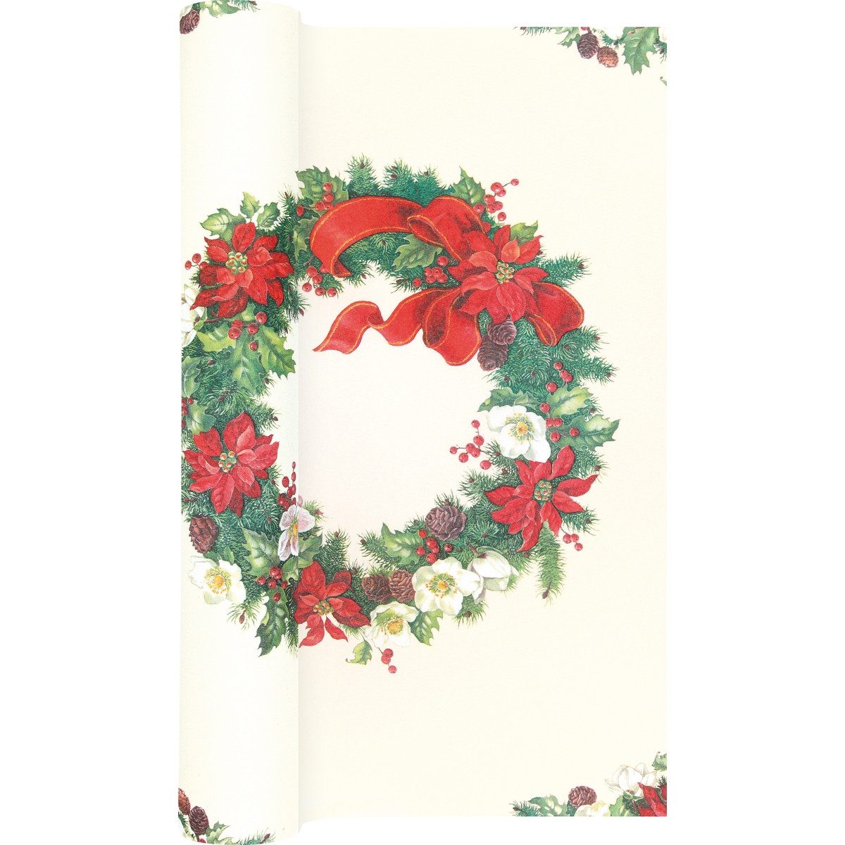 HOME FASHION Tischläufer HOME FASHION Tischläufer Airlaid Christmas Wreath weiß 490x40cm