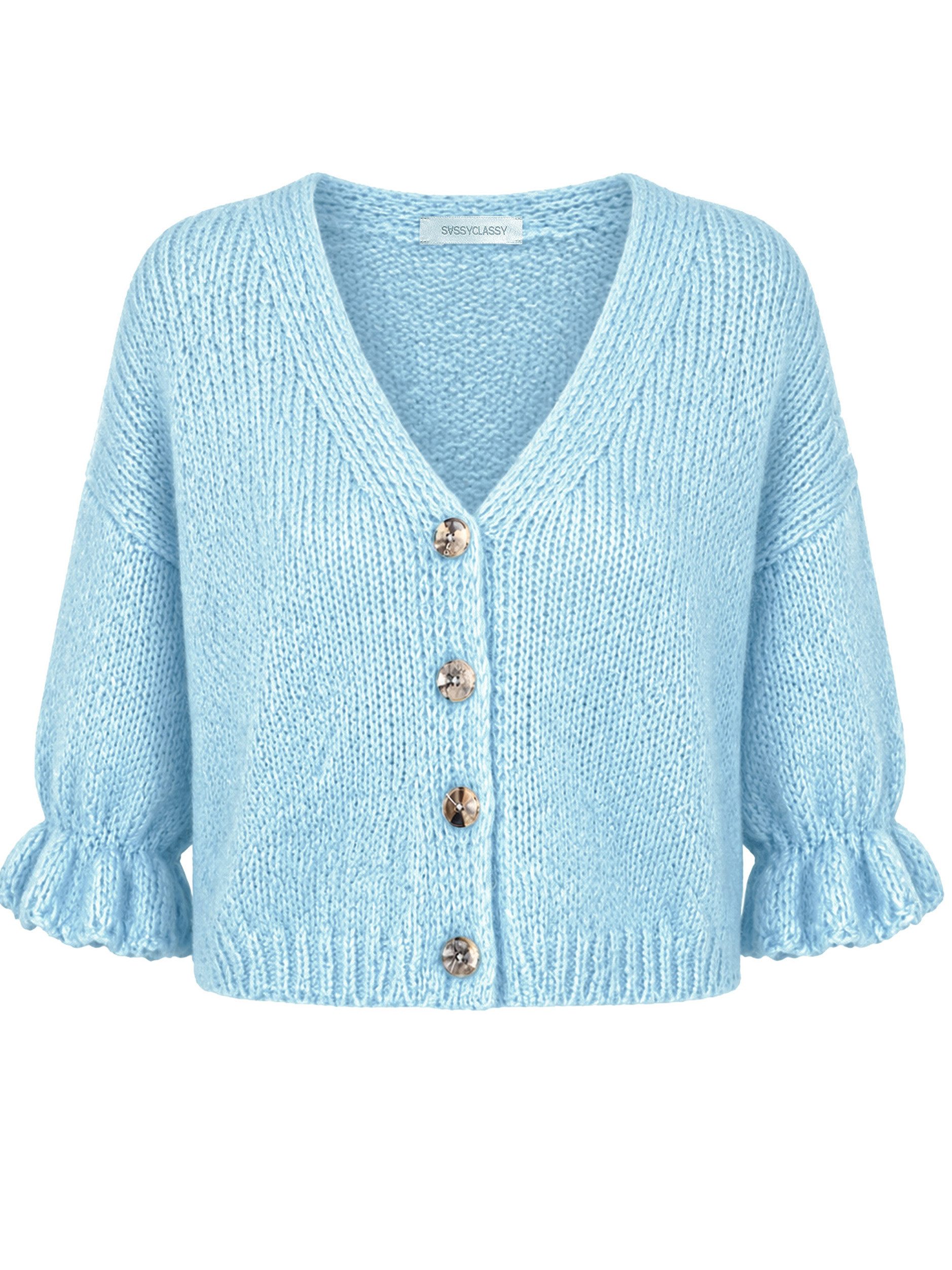Cardigan Strickjacke mit 3/4-Ärmeln für Damen
