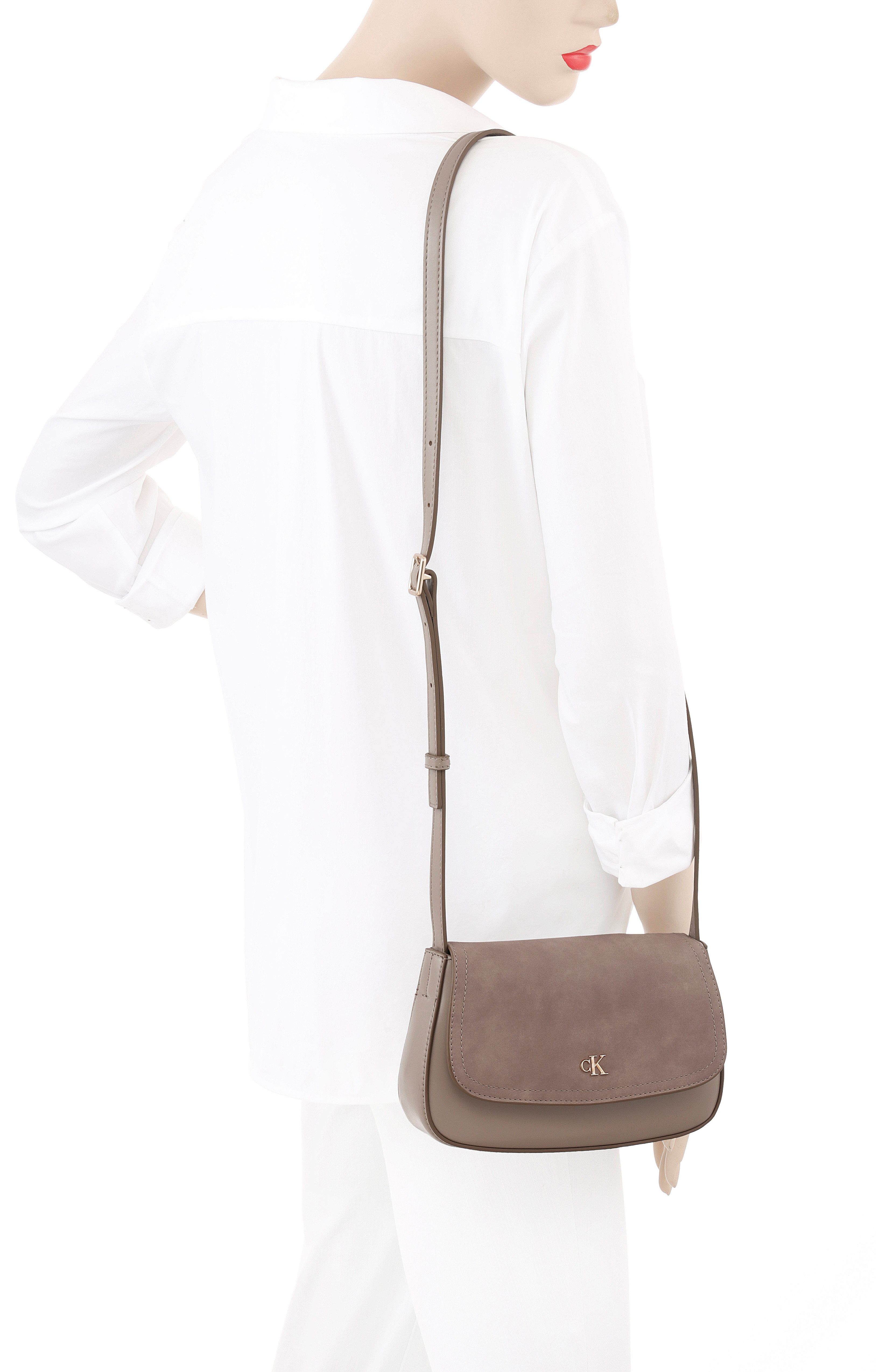 Calvin Klein Umhängetasche CK BRUSHED FLAP CAMERA BAG, Damen-Handtasche, Schultertasche in klassischer Optik