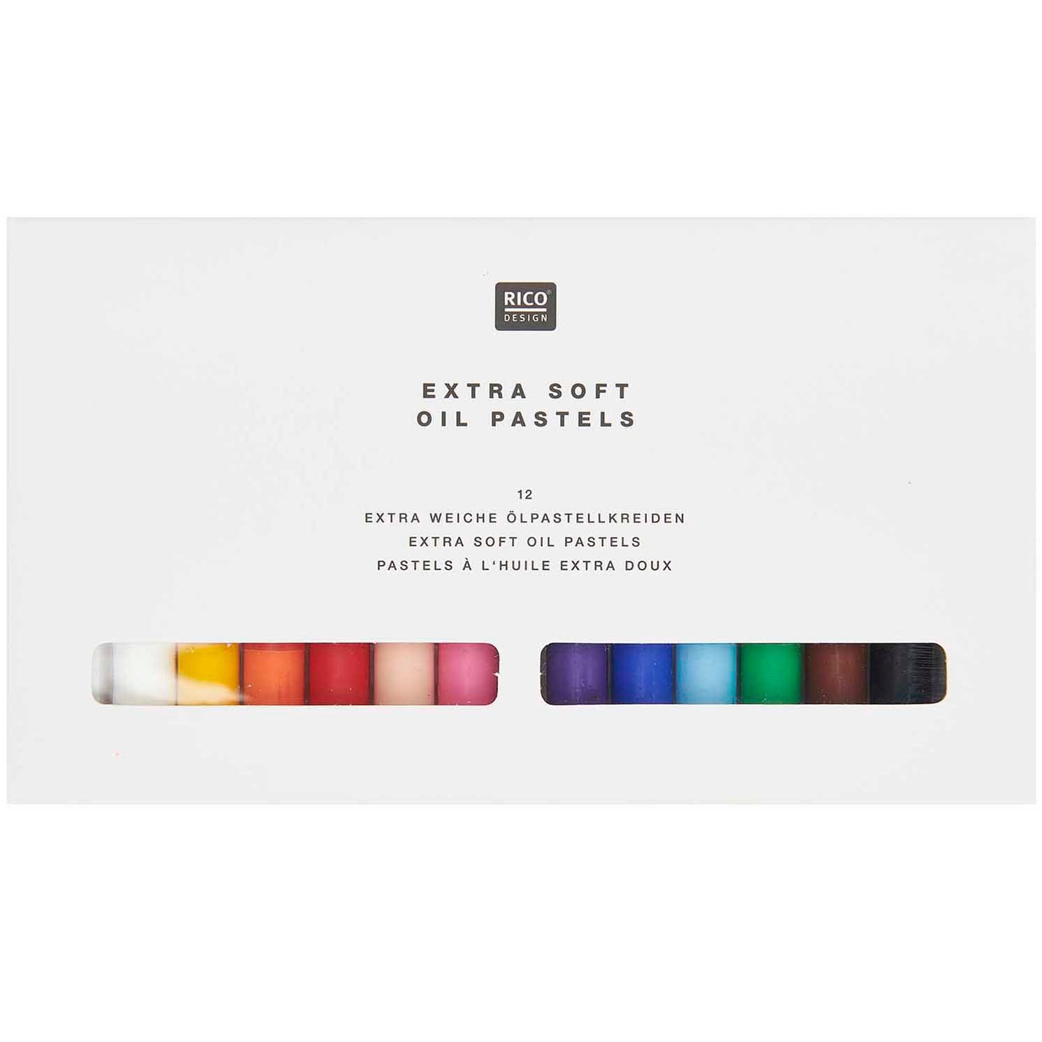 Rico Design Pastellkreide Soft Oil Pastels, 12 extra weiche Ölpastellkreiden