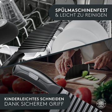 EDELFELD Gemüsemesser Wellenschneider für Pommes, Obst & Gemüse, Spülmaschinenfestes Wellenmesser mit Titanklinge