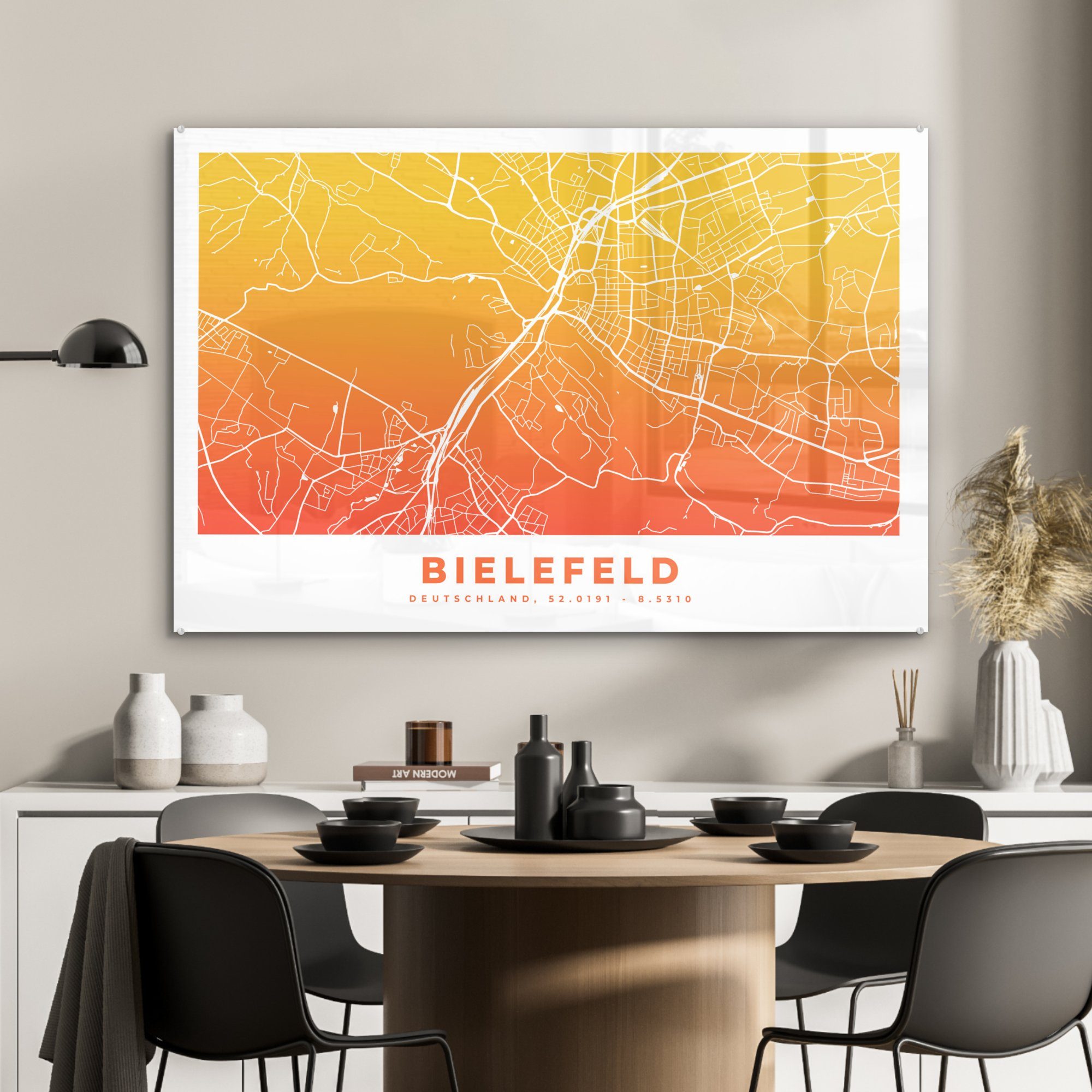 - Bielefeld Schlafzimmer St), (1 MuchoWow & Acrylglasbilder Acrylglasbild Deutschland, Wohnzimmer - Stadtplan