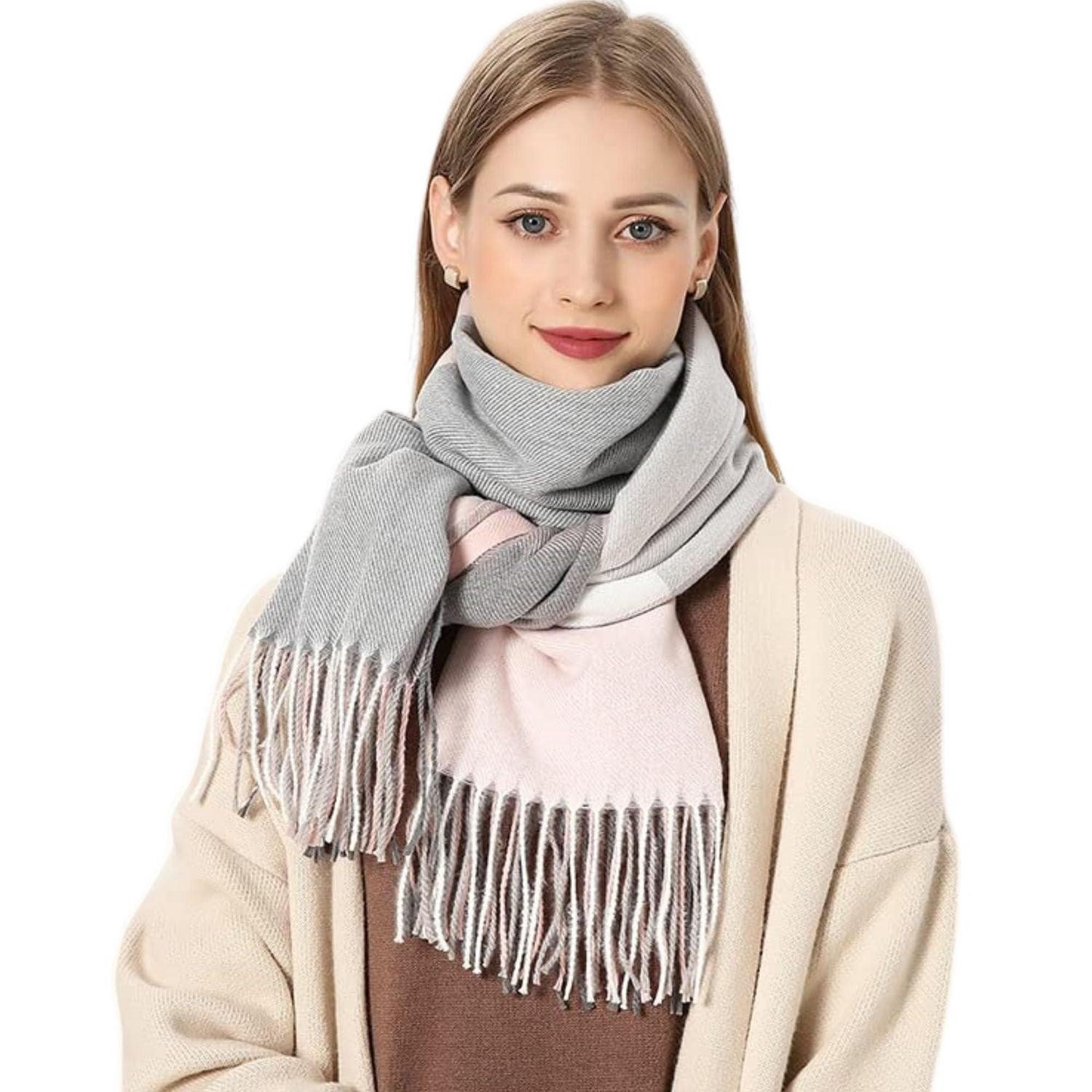LuxusKollektion XXL-Schal Schal Damen Kariert Rosa Warm Winter Kaschmir, (1-St)