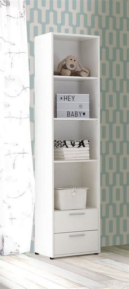 möbelando Regal Christian, Elegantes Babyzimmer Standregal mit viel  Stauraum - stilvoll & ausdrucksstark in weiß - 48 x 191 x 34 cm (B/H/T)