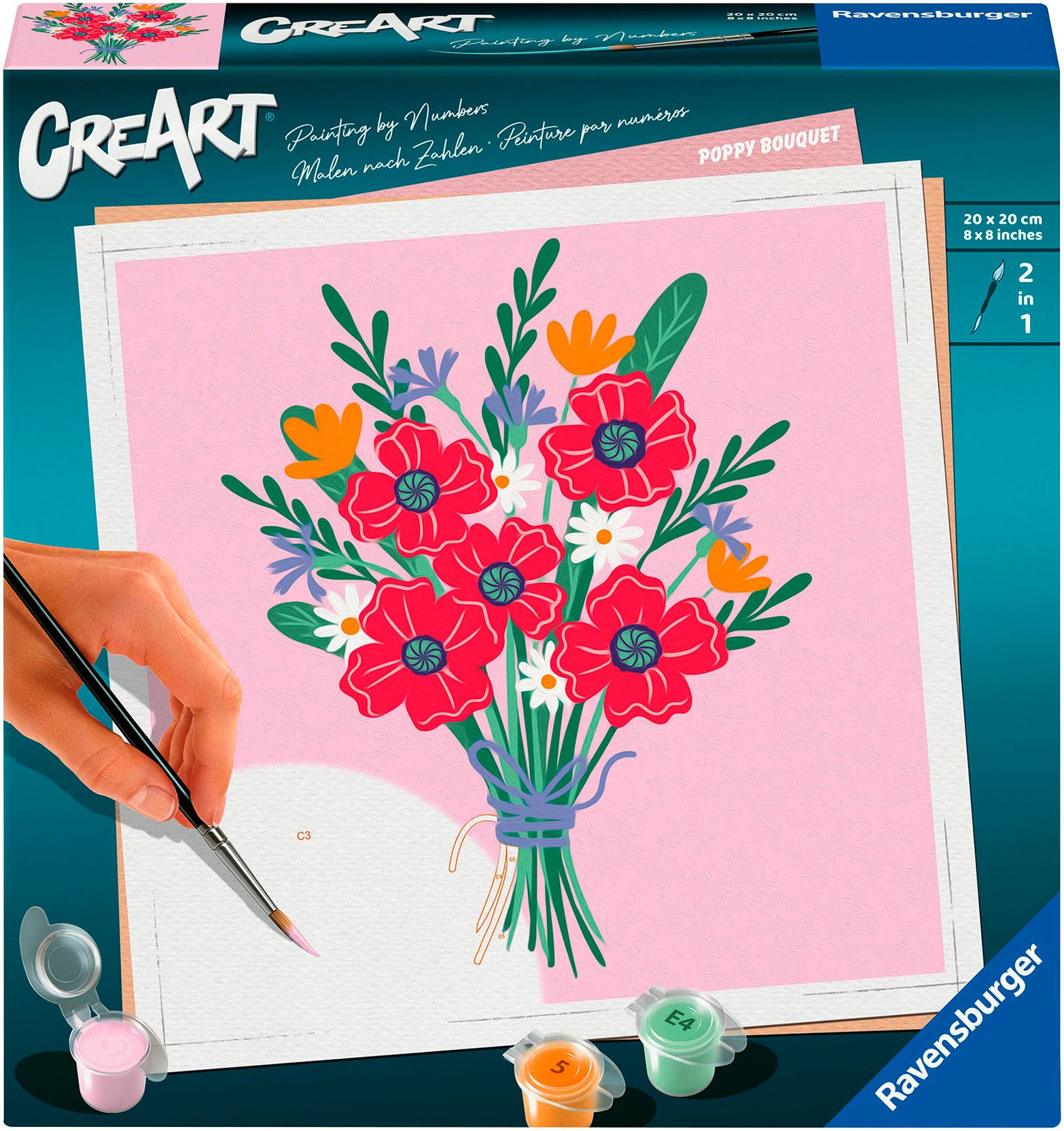 Ravensburger Malen nach Zahlen CreArt, Mohnblumenstrauß, für Erwachsene; Made in Europe