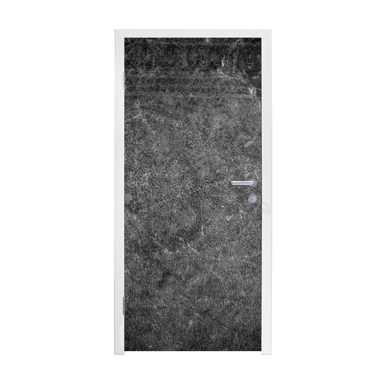 - - Tür, Türtapete Leder Industriell Matt, - Fototapete für cm 75x205 Grau, Türaufkleber, (1 bedruckt, MuchoWow St), Strukturiert