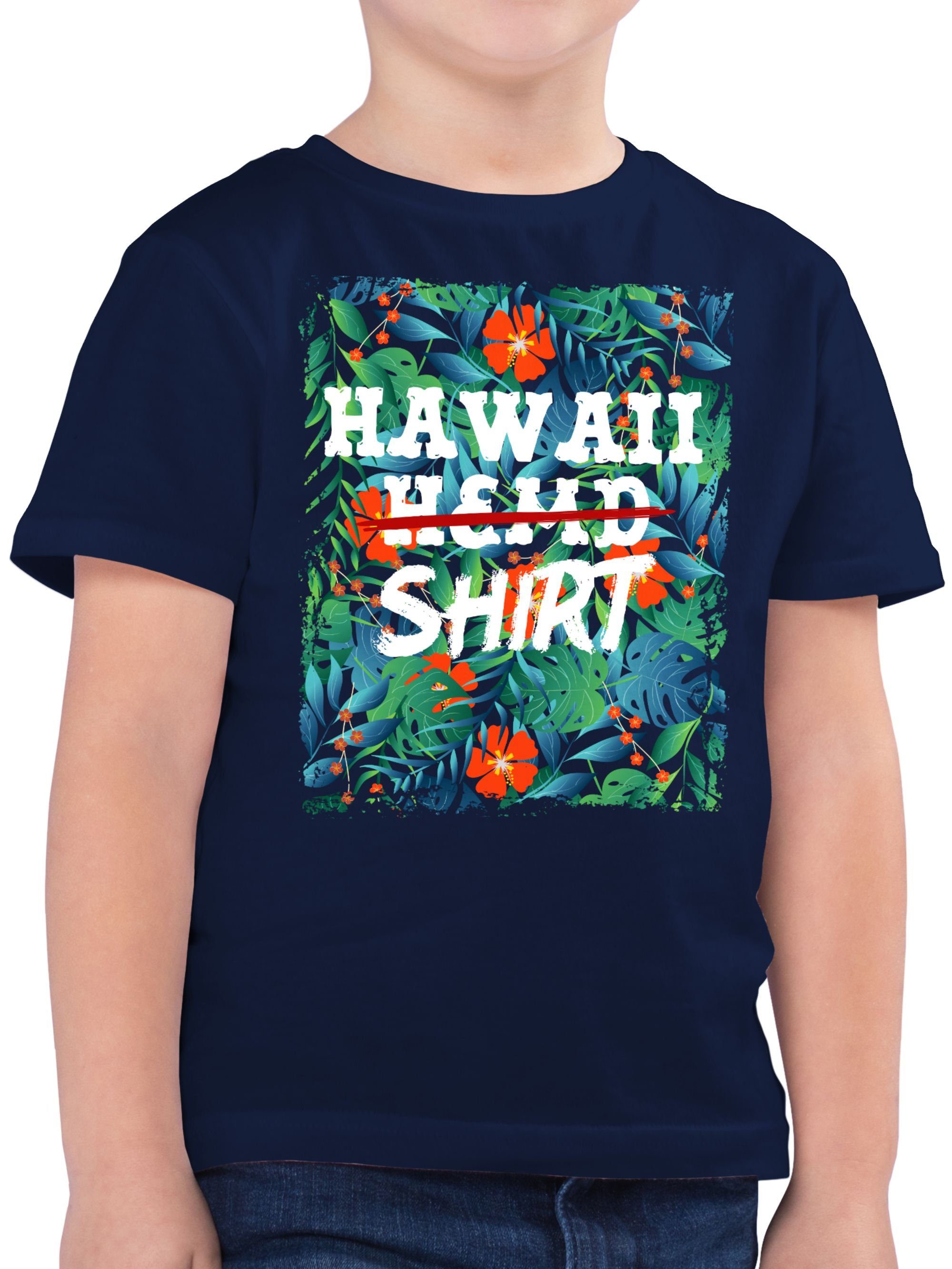 Hawaii-Kleidung Fasching Aloha Party Hemd Hawaiian Karneval Shirtracer & - 3 Shirt Karibik Hawaii T-Shirt Dunkelblau