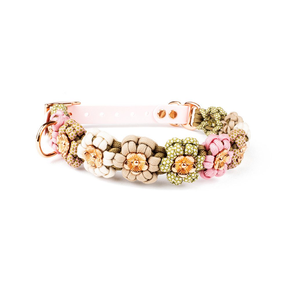 Tierluxe Hunde-Halsband Blumen, Paracord, Handgemacht