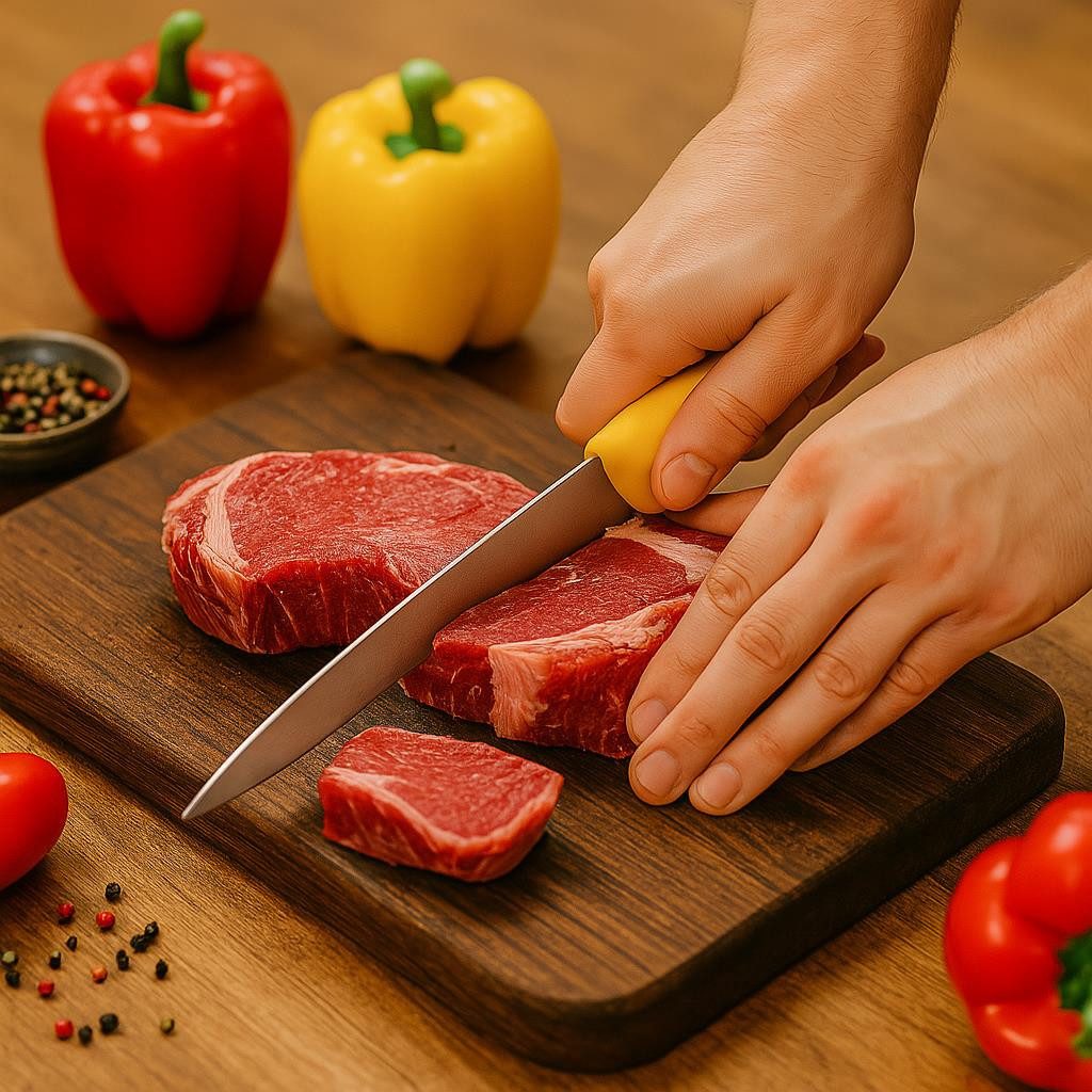 HOOZ Messer-Set Profi Fleischermesser 10-teilig mit Wetzstahl Ausbeinmesser Hackbeil (10-tlg), Magnetstreifen für ordentliche und griffbereite Aufbewahrung