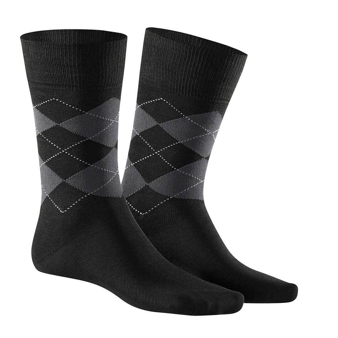 feinster 0070 Rauten-Design Black (1-Paar) mit KUNERT Herren Basicsocken ANDREW Socken Baumwolle aus