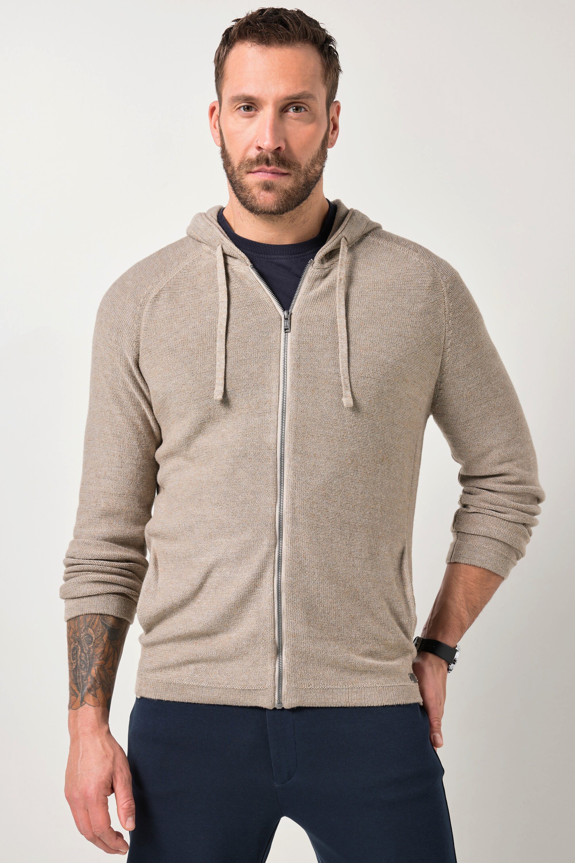 JP1880 Poloshirt Strickjacke Kapuze Zipper