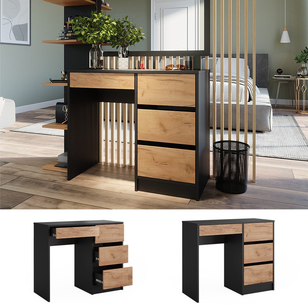 Vicco Schminktisch Sherry, Anthrazit/Goldkraft Eiche, 90 x 75 cm ohne Spiegel