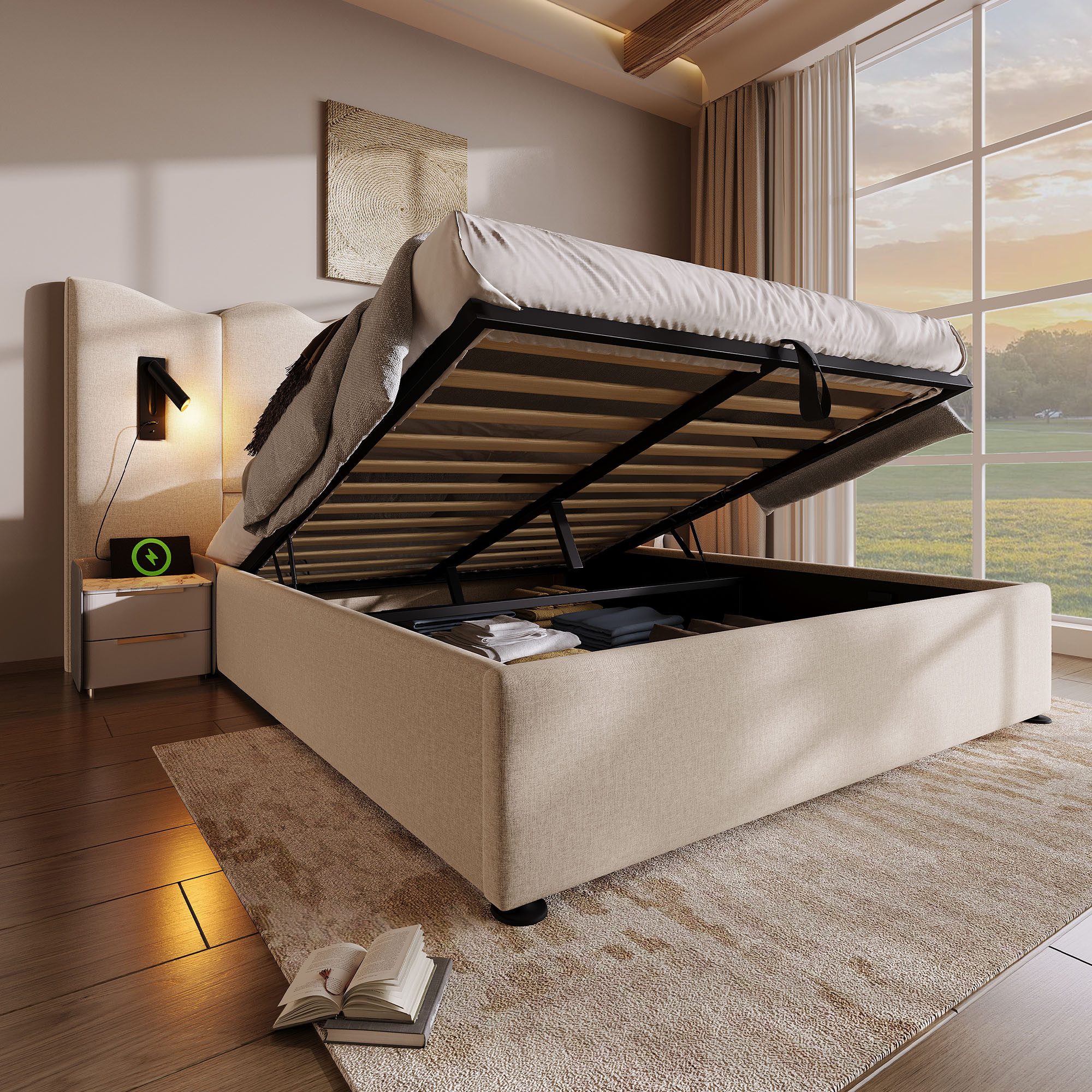 HAUSS SPOLE Polsterbett 160×200 mit Leselampe günstig online kaufen