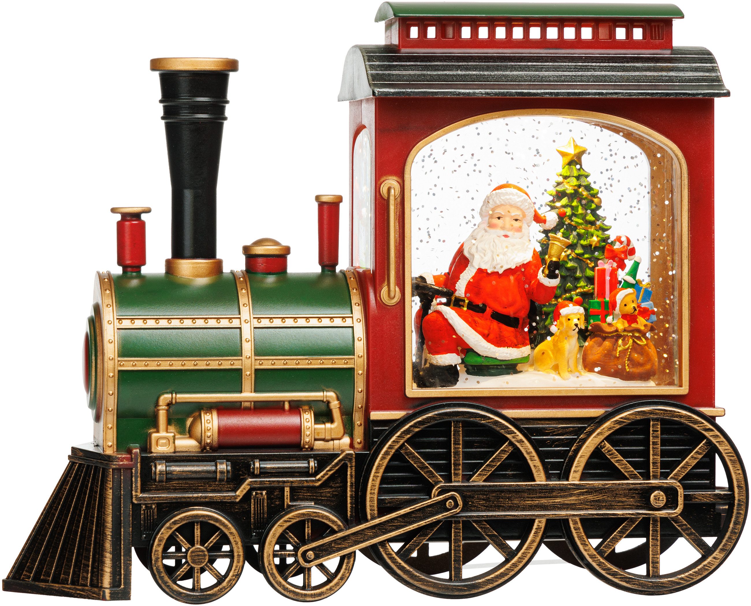 SIKORA Dekoobjekt WL14 LED Schneelaterne Lokomotive mit aufwirbelnden Flocken und Musik