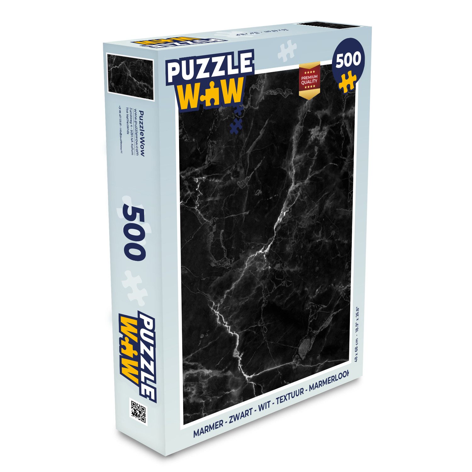 MuchoWow Puzzle Marmor - Schwarz - Weiß - Textur - Marmoroptik, 500 Puzzleteile, Foto-Puzzle, Bilderrätsel, Puzzlespiele, Spielzeug