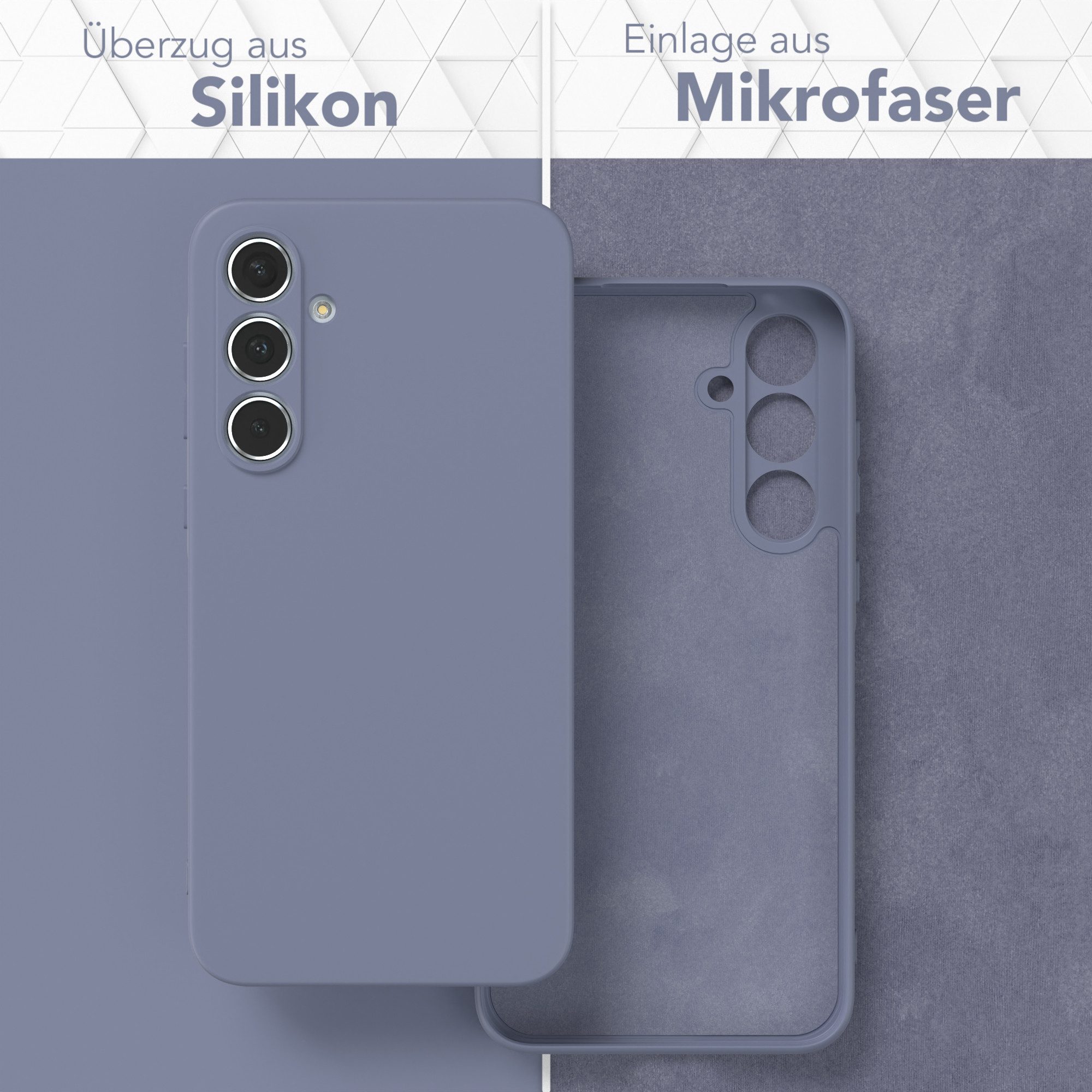 EAZY CASE Handyhülle für Samsung Galaxy A55 Hülle Silikon 6,6 Zoll, Silikon Schutzhülle mit Kameraschutz Matt Back Cover Soft Eis Blau – Bild 3 von 5