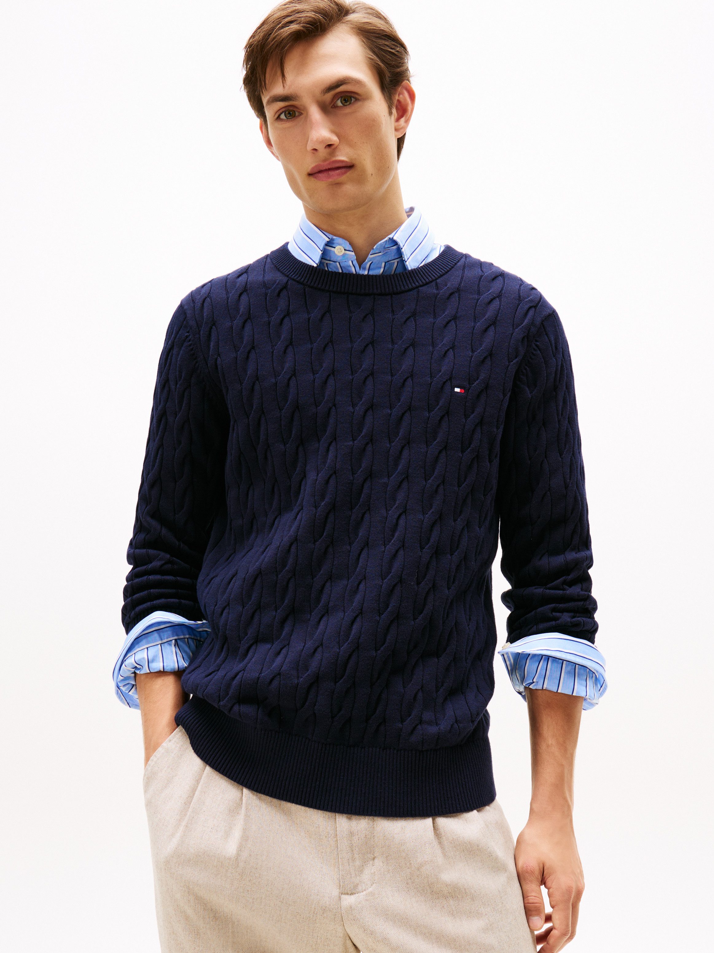 Tommy Hilfiger Strickpullover CLASSIC CABLE CREW NECK mit Strukturstrick un günstig online kaufen