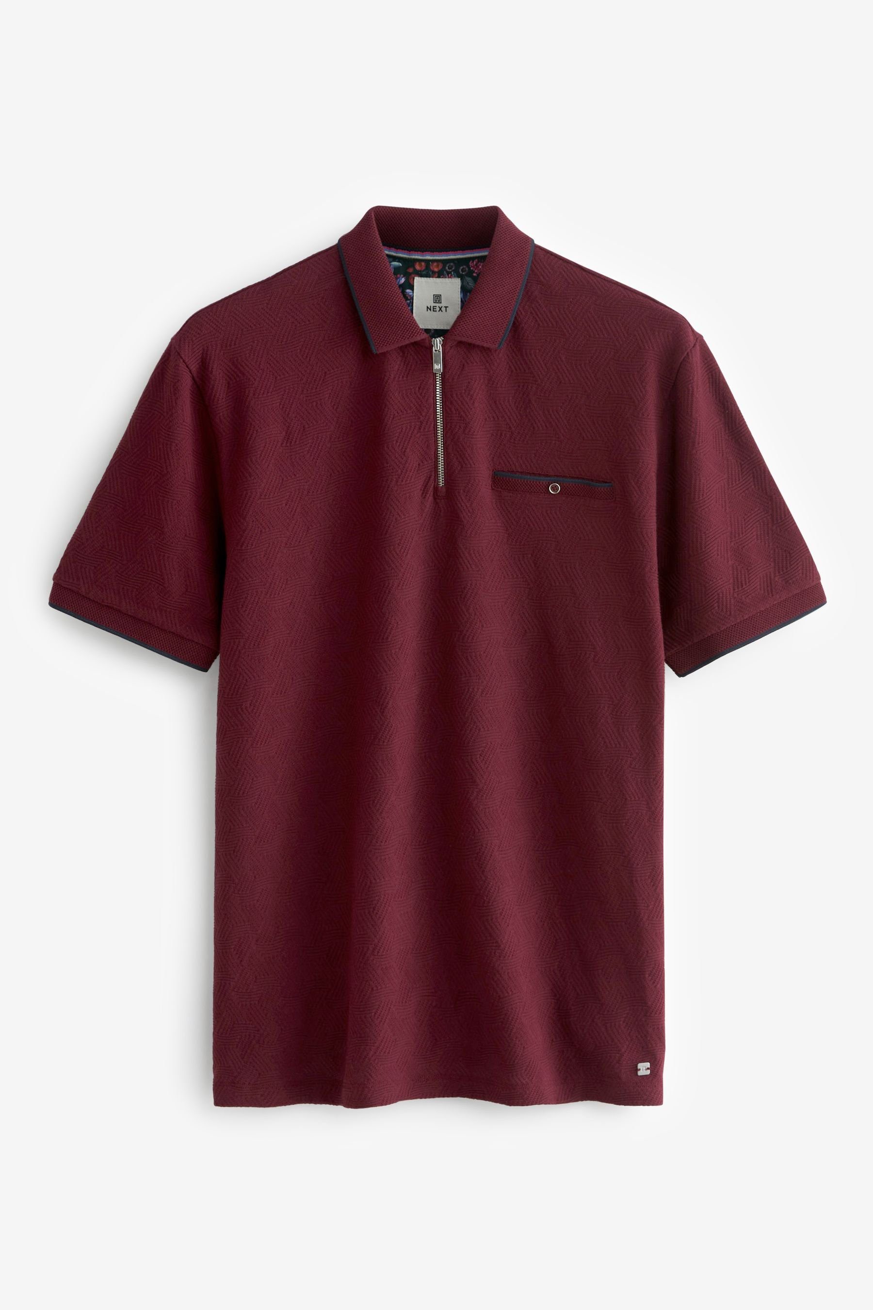 Next Poloshirt Strukturiertes Polo-Shirt (1-tlg) Burgundy Red